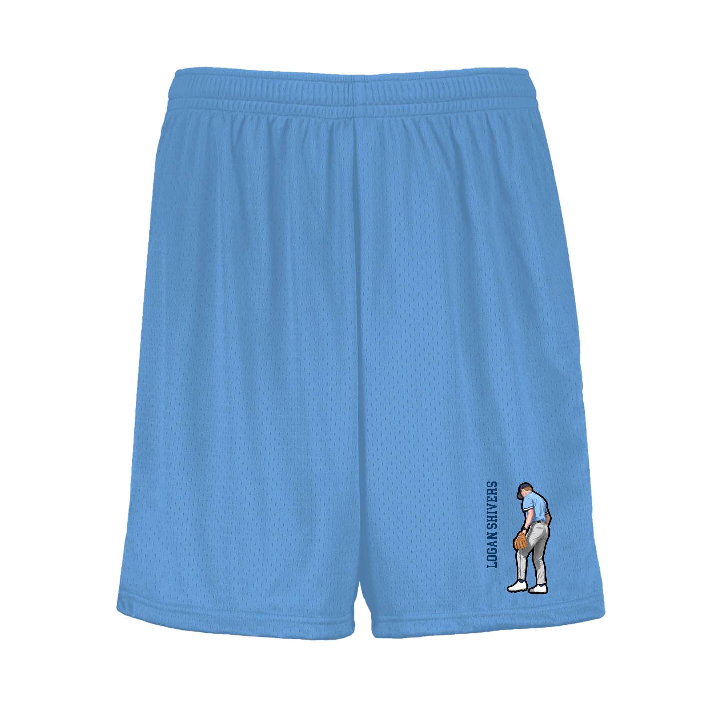 Shorts — Name Vertical in Light Blue