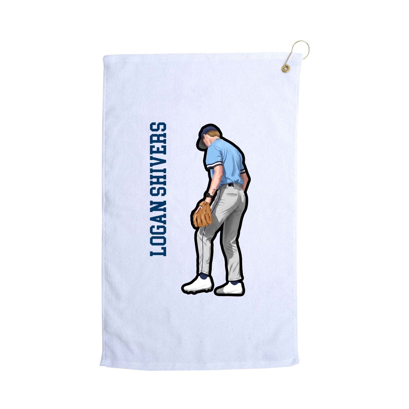 Golf Towel — Name Vertical in White