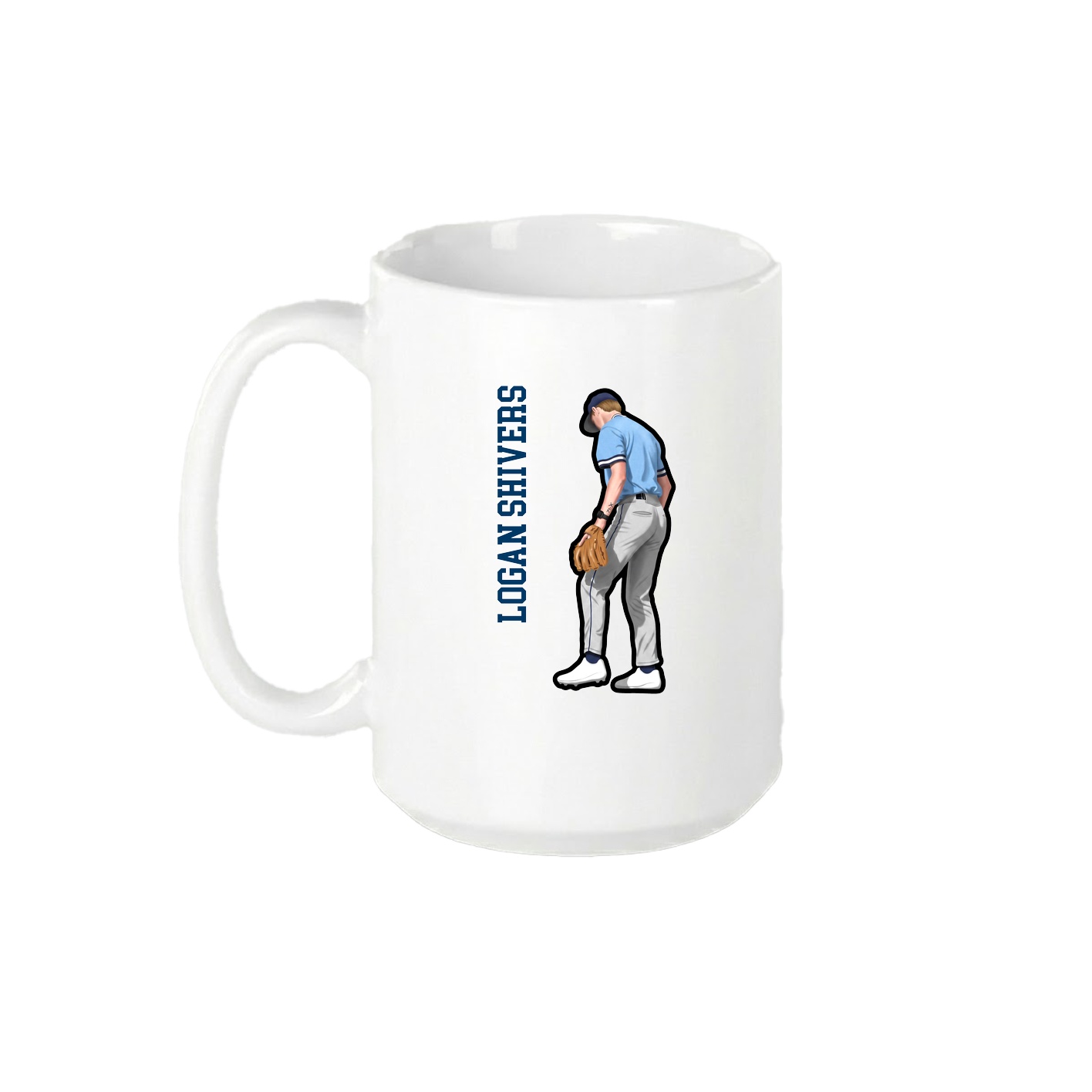 15oz Coffee Mug — Name Vertical in White