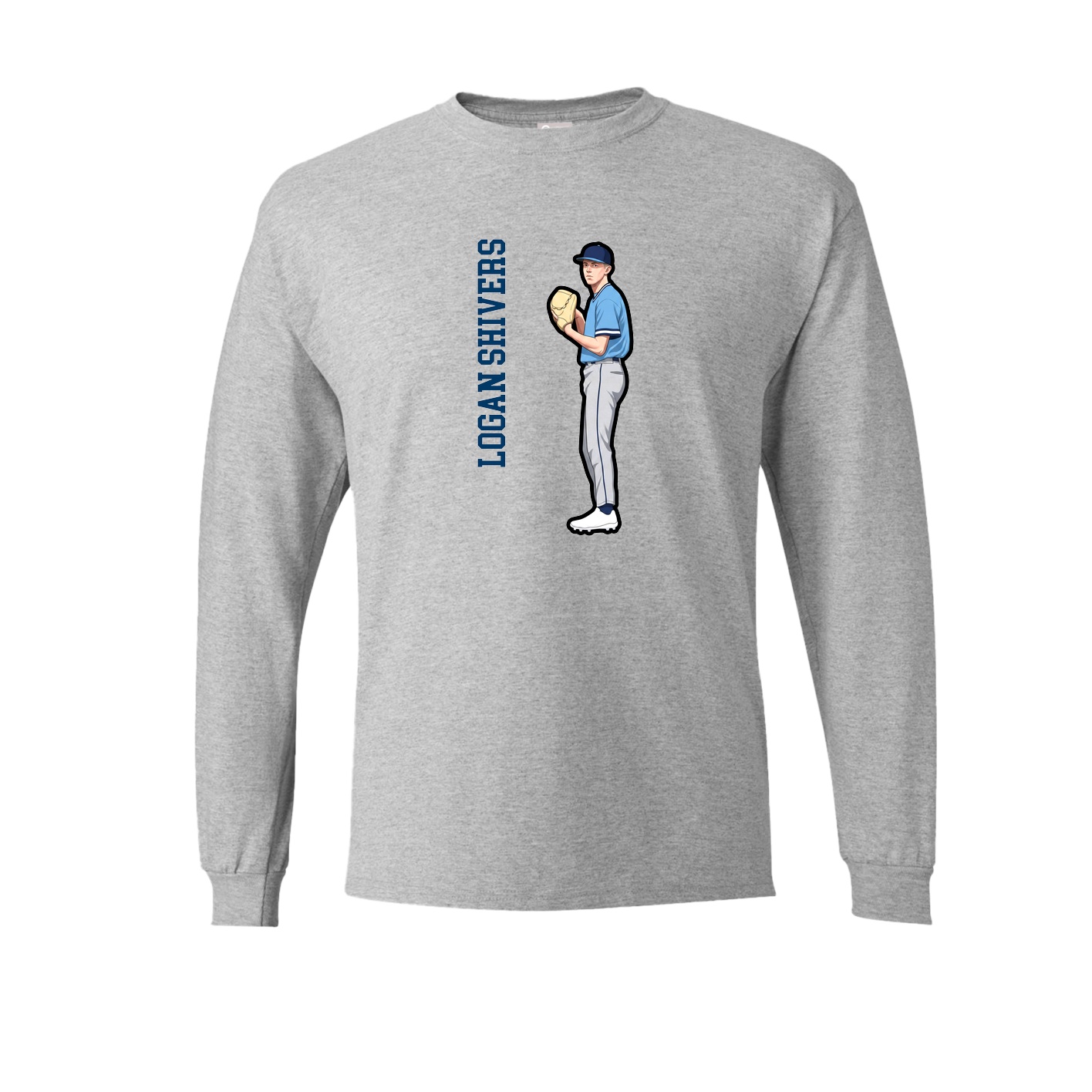 Long Sleeve Tee — Name Vertical in Grey