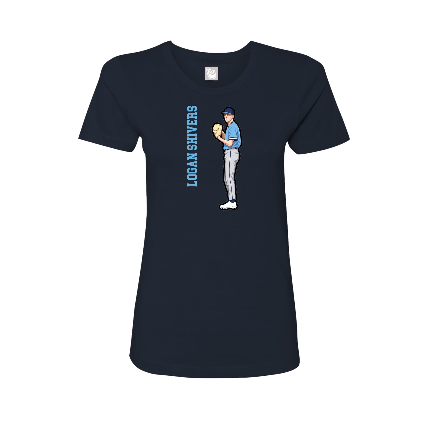 Womens Tee — Name Vertical in Navy