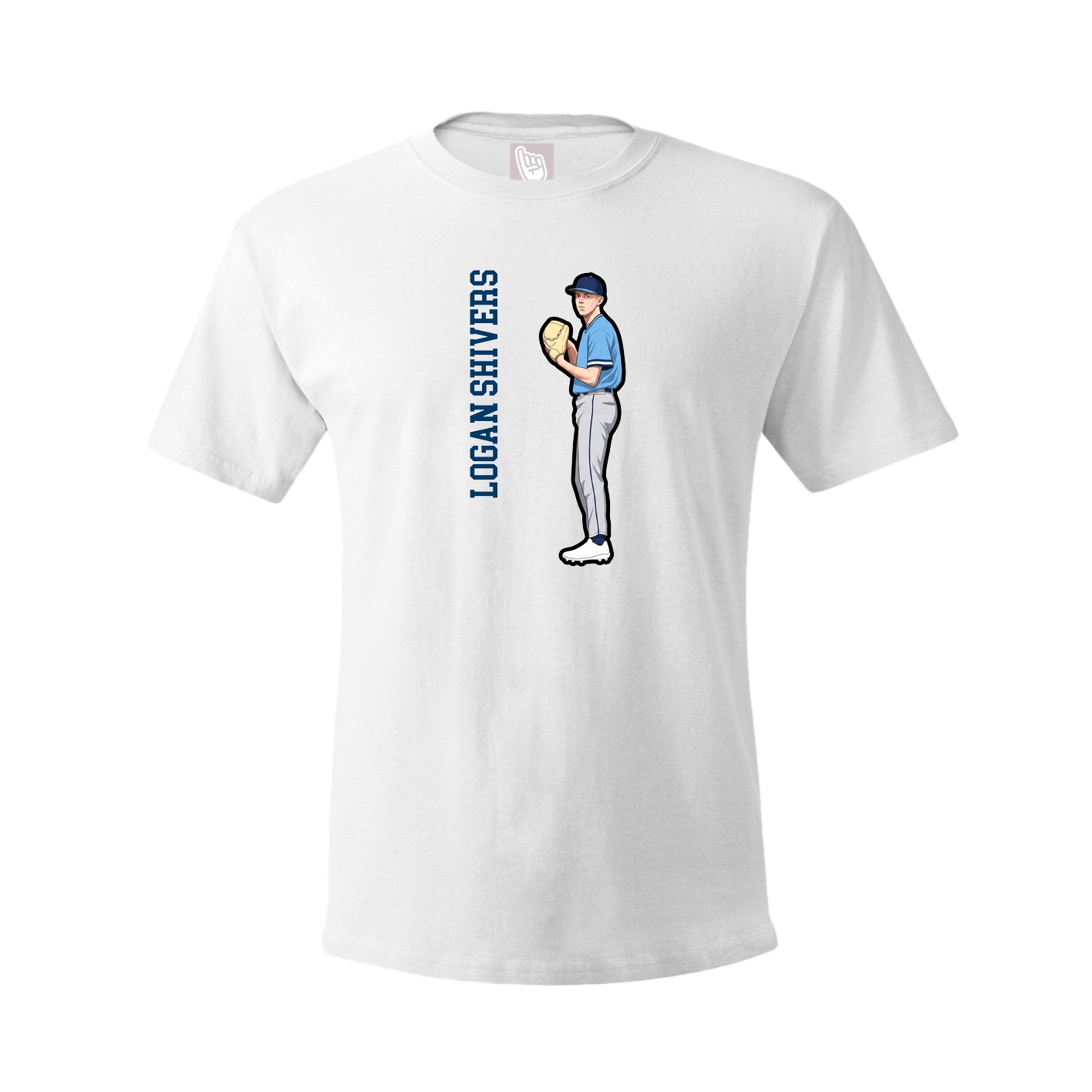 Youth Tee — Name Vertical in White