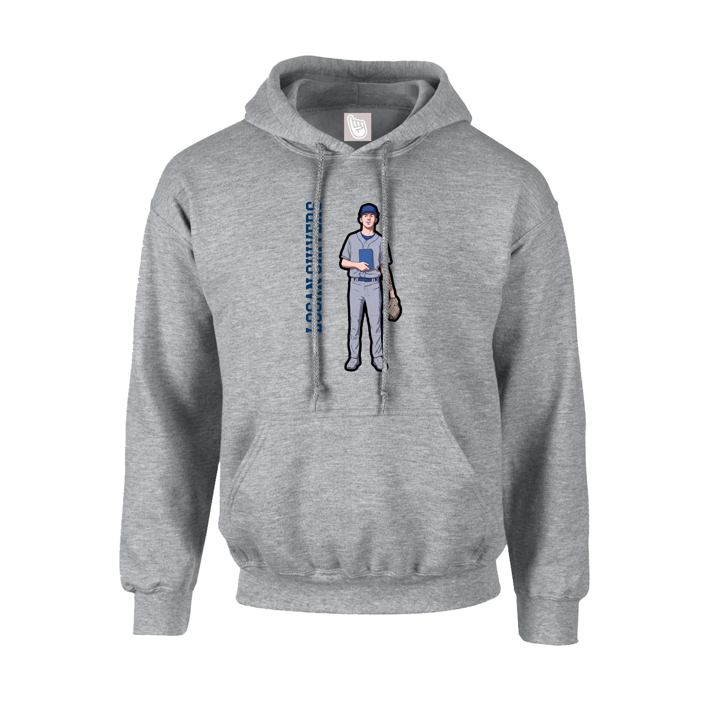 Youth Hoodie — Name Vertical in Grey
