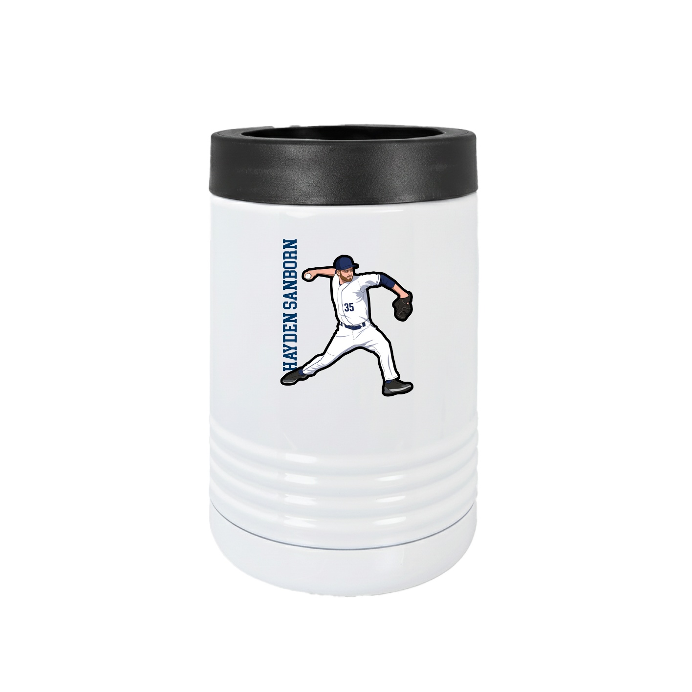 Beverage Holder — Name Vertical in White