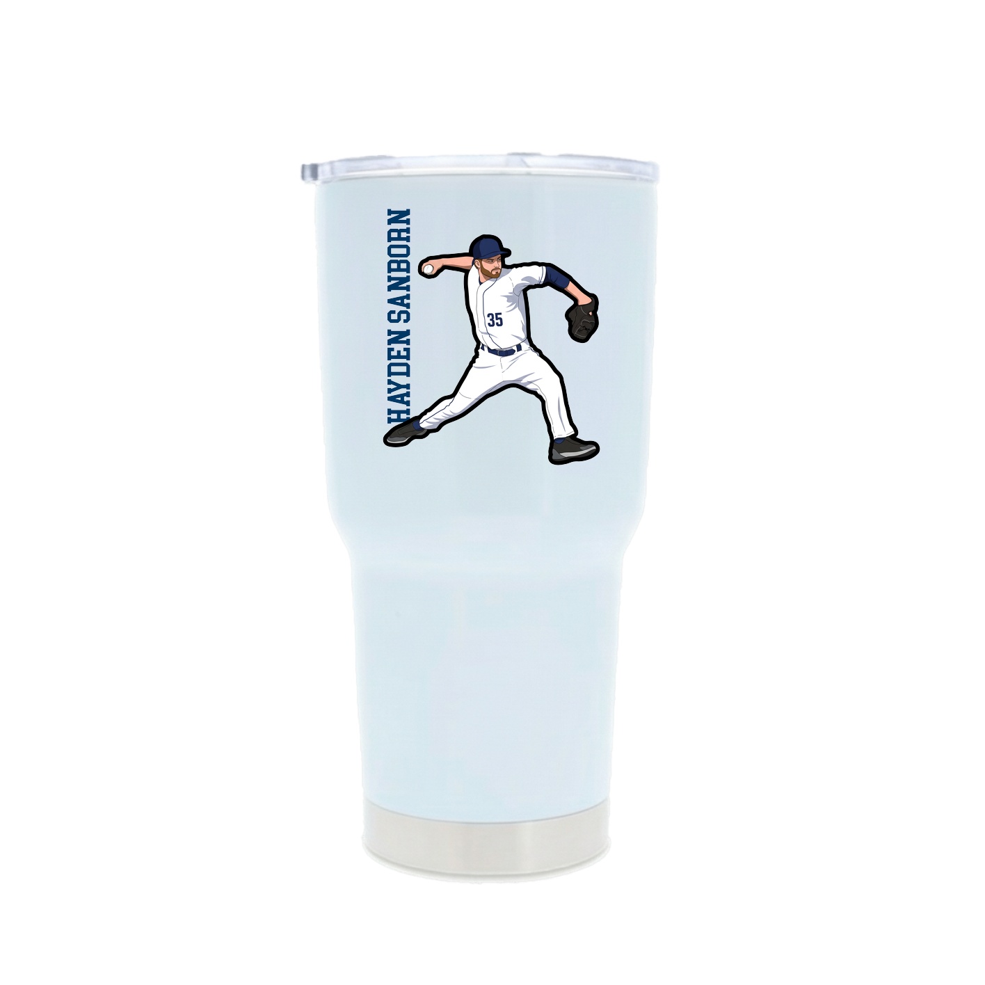 30oz Stainless Steel Tumbler — Name Vertical in White