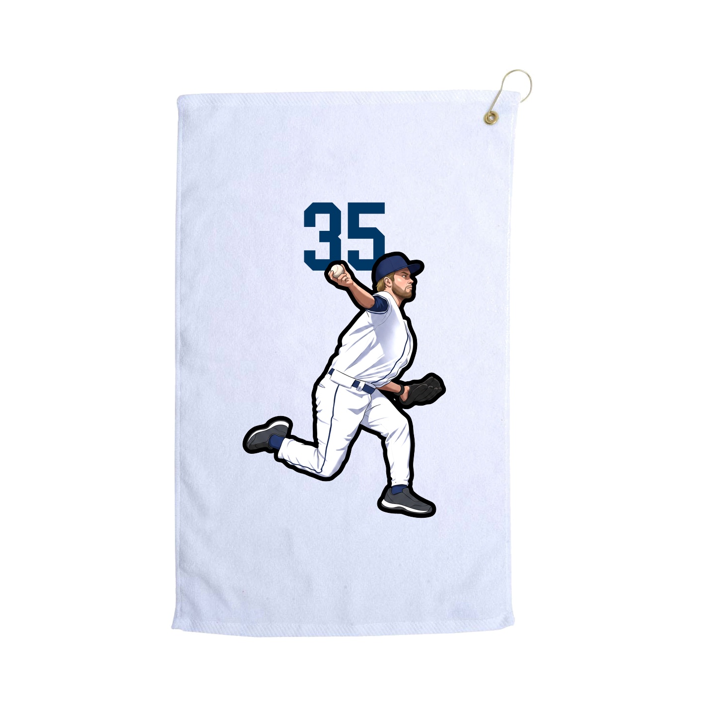 Golf Towel — Number Top in White