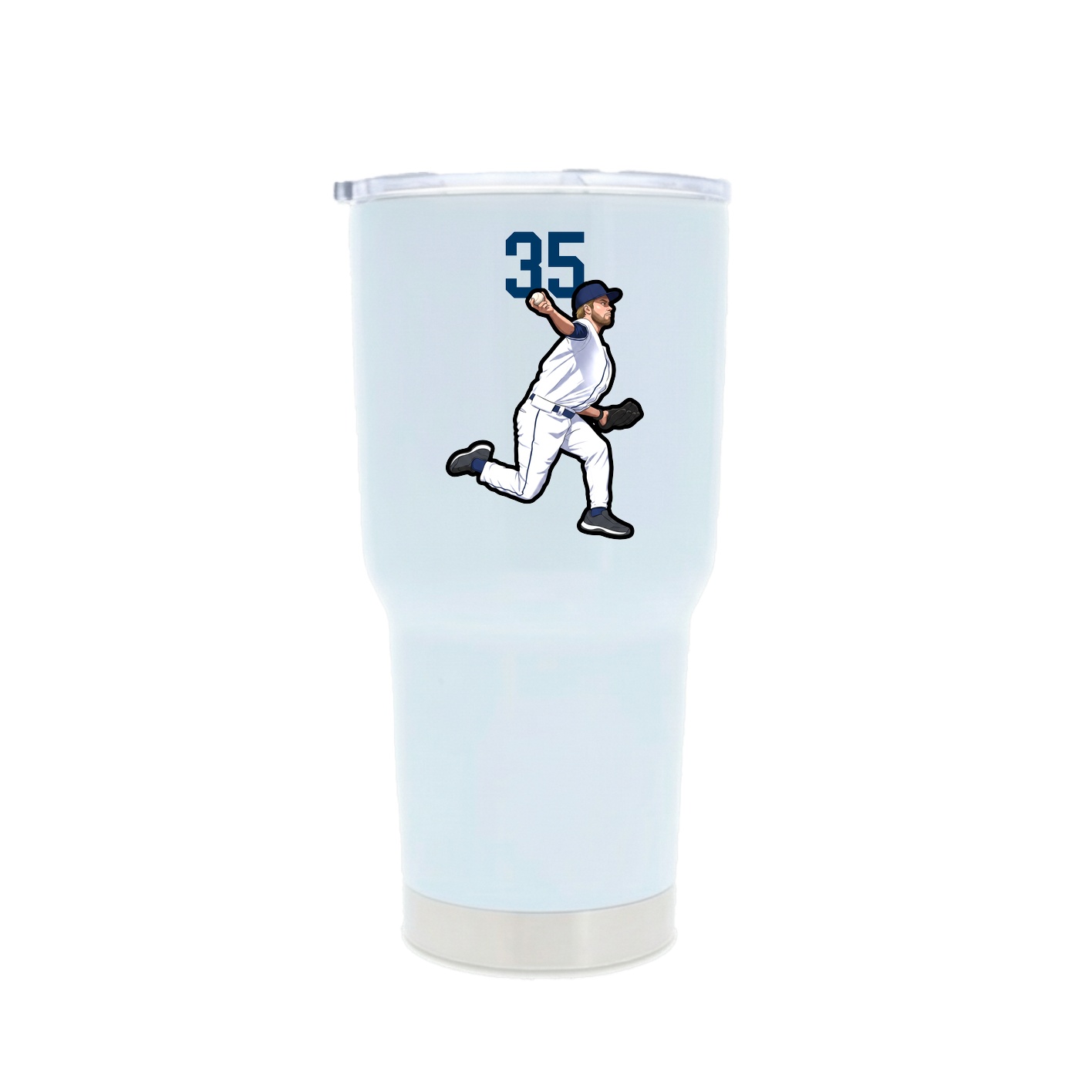 30oz Stainless Steel Tumbler — Number Top in White