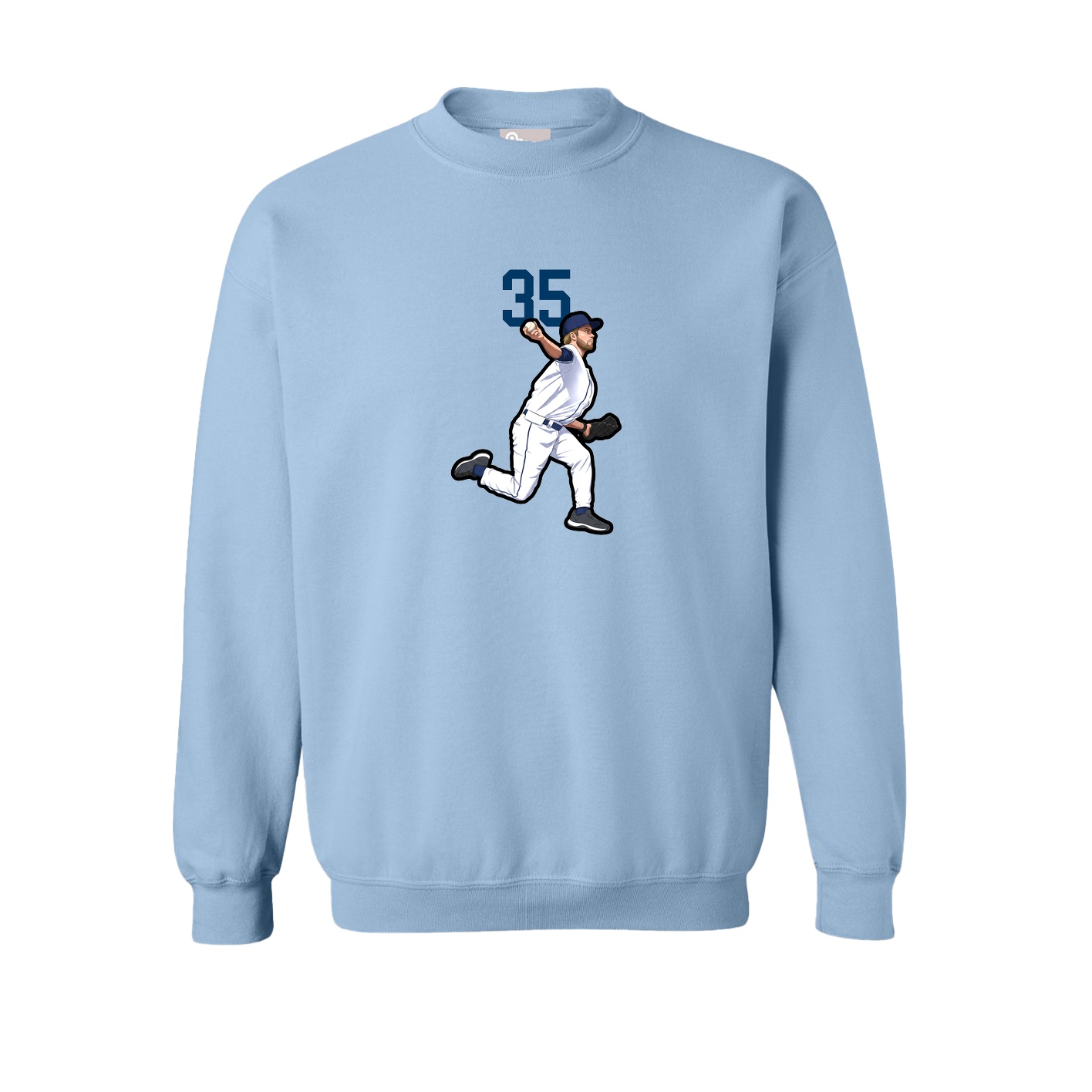 Fleece Crew — Number Top in Light Blue