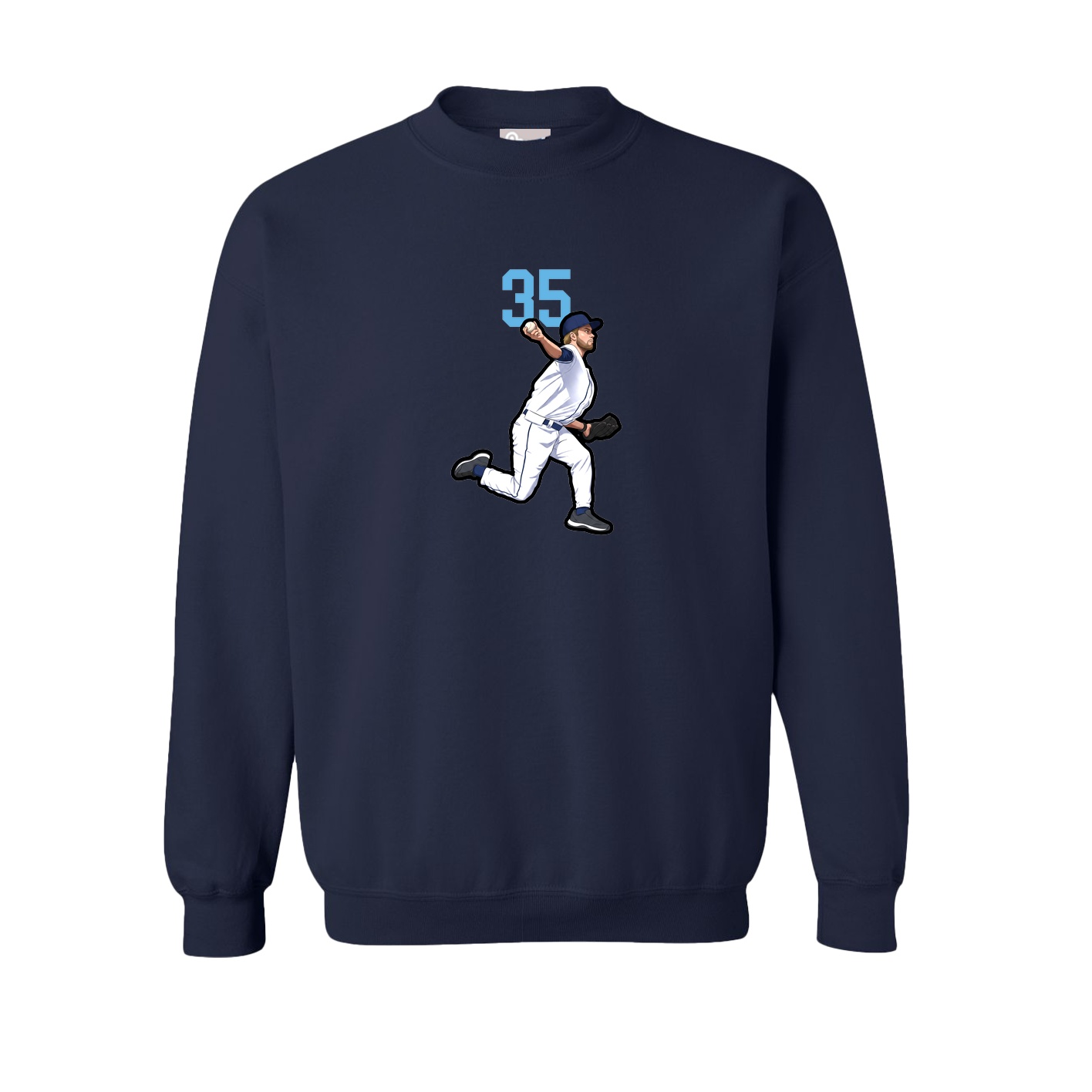 Fleece Crew — Number Top in Navy