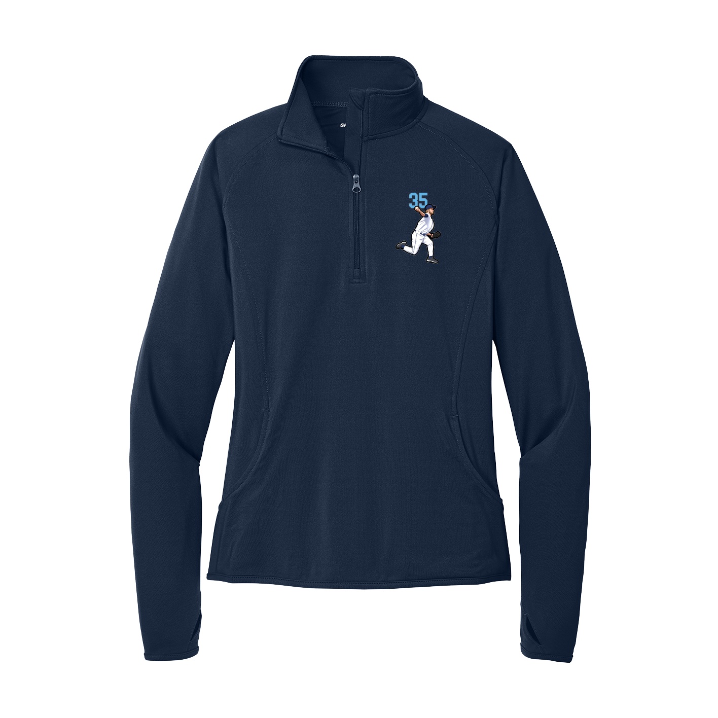 Women's Q-Zip Pullover — Number Top in Navy