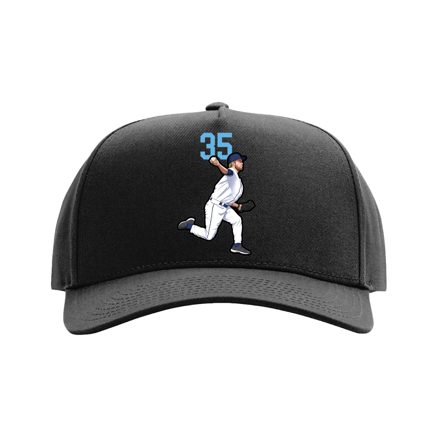 Full Fabric Five-Panel Champ Cap — Number Top in Black