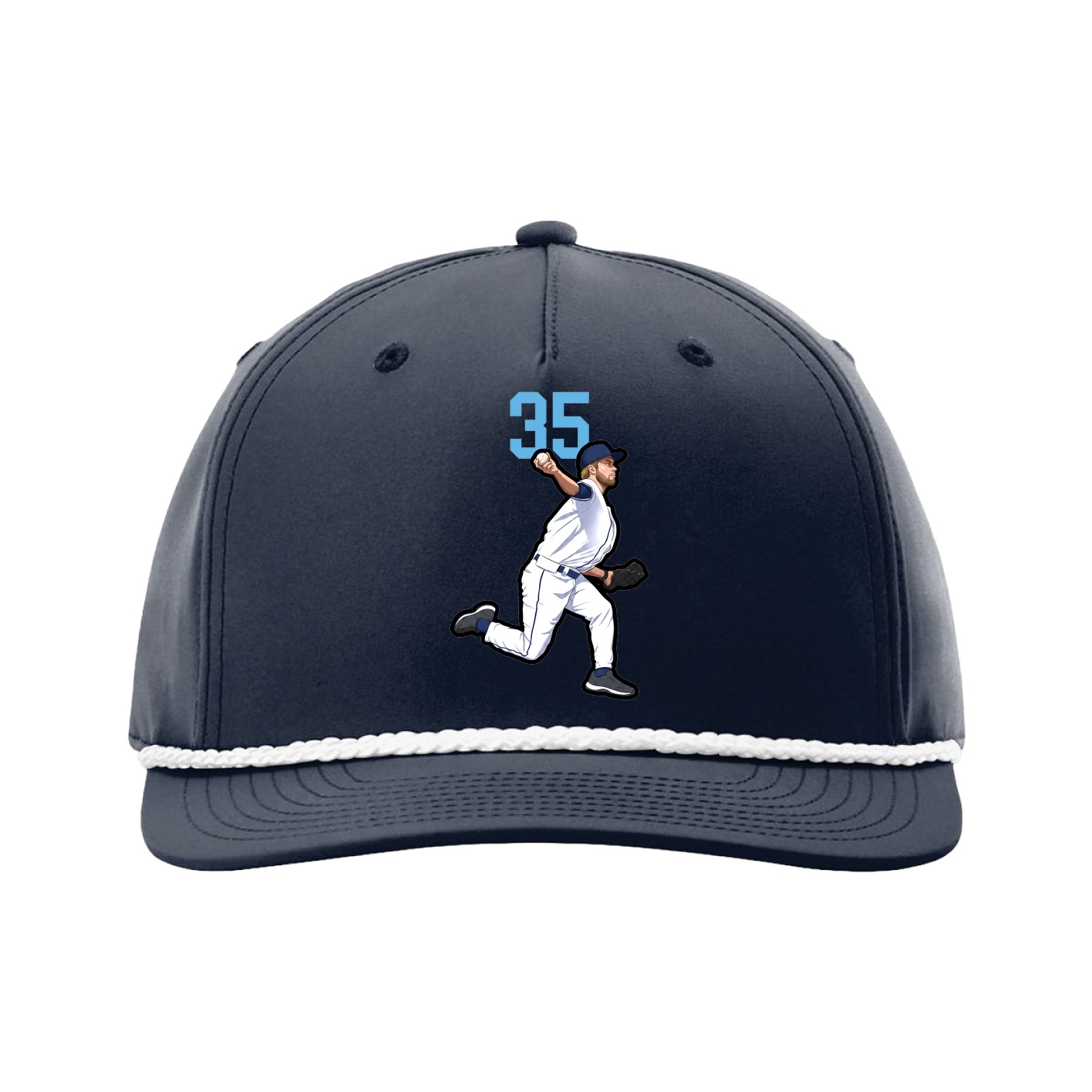 Five-Panel Classic Rope Cap — Number Top in Navy