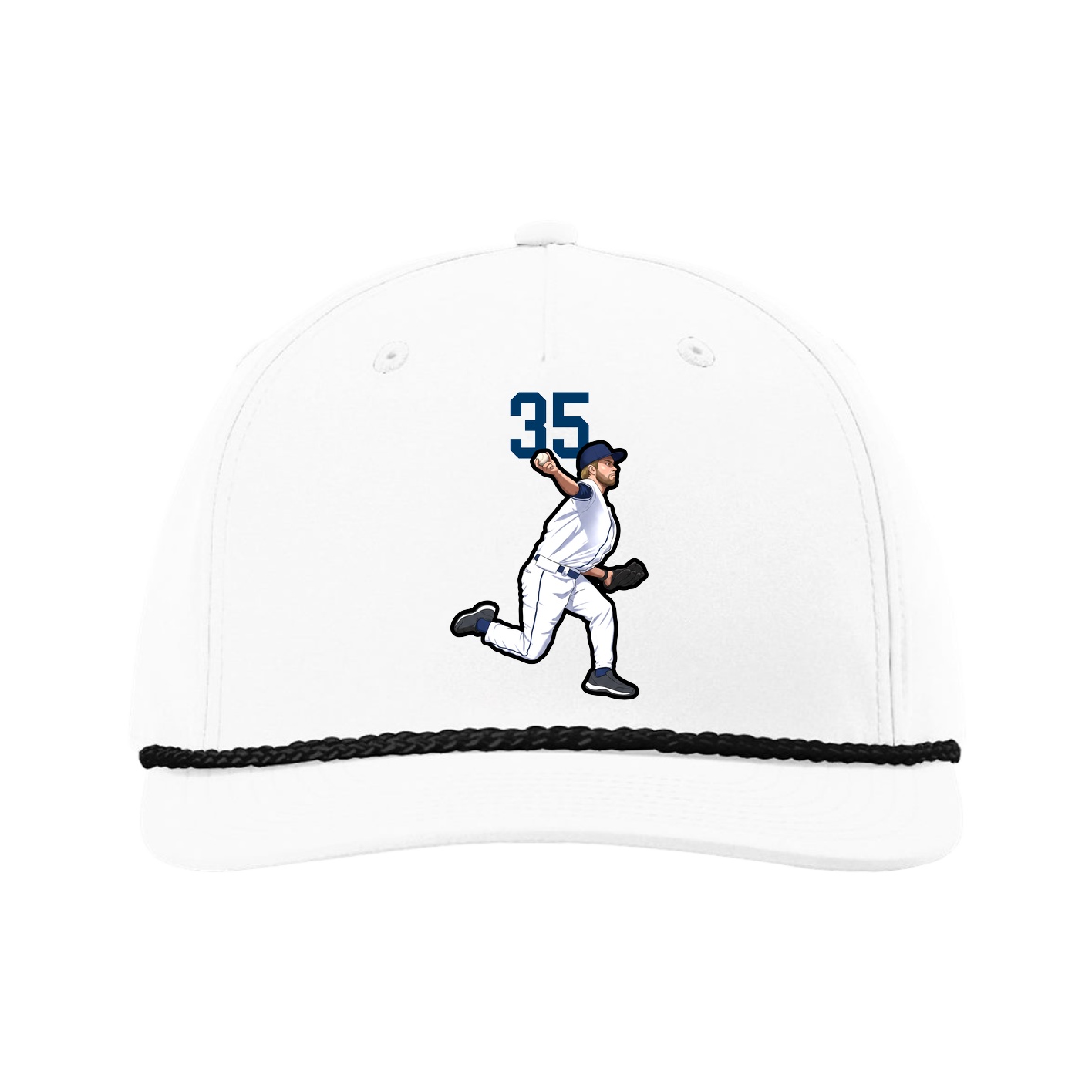Five-Panel Classic Rope Cap — Number Top in White
