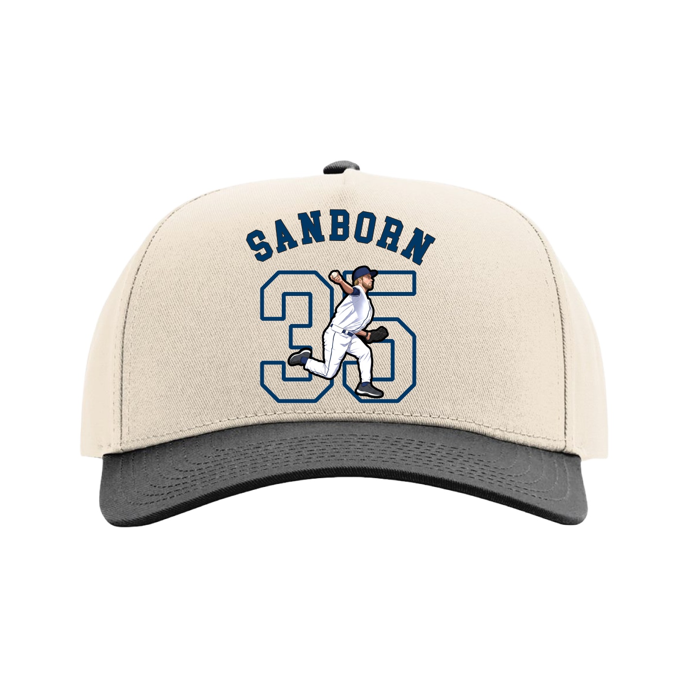 Full Fabric Five-Panel Champ Cap — Shirsey Arch in Cream/Black