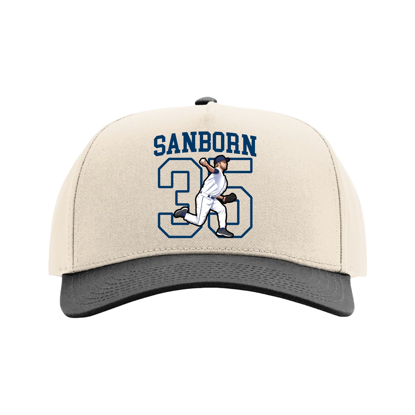 Full Fabric Five-Panel Champ Cap — Shirsey in Cream/Black