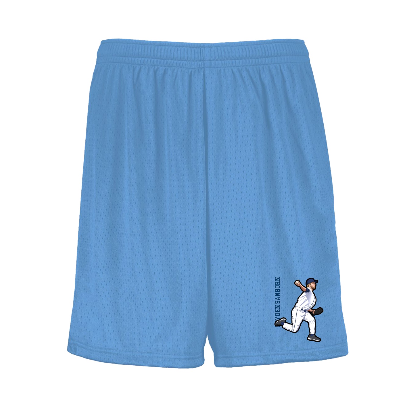 Shorts — Name Vertical in Light Blue