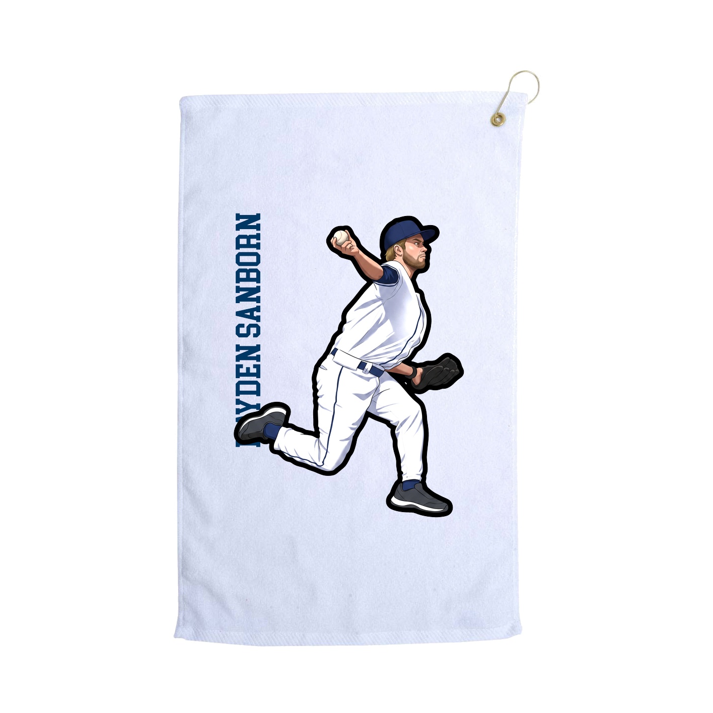 Golf Towel — Name Vertical in White