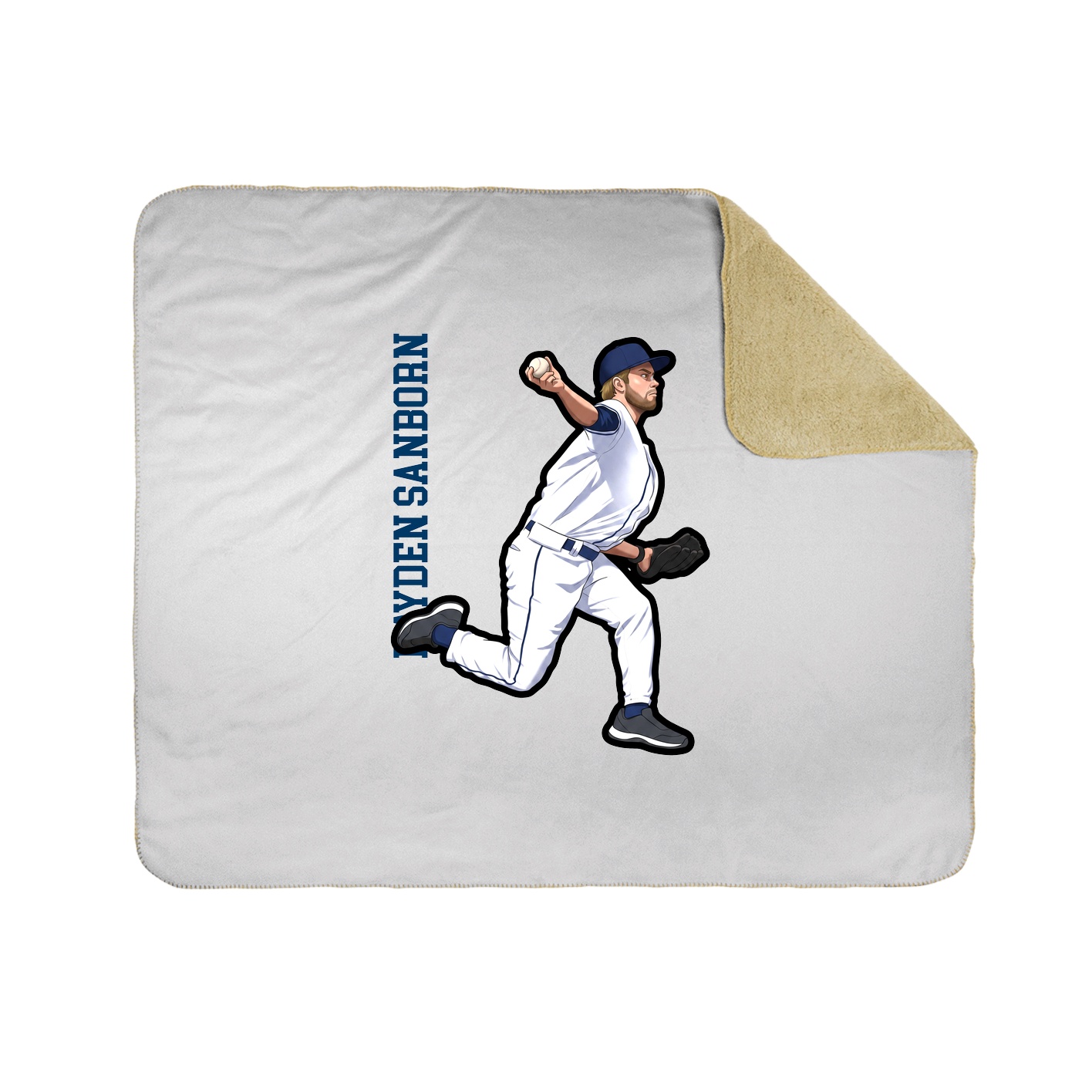 Throw Blanket — Name Vertical in White