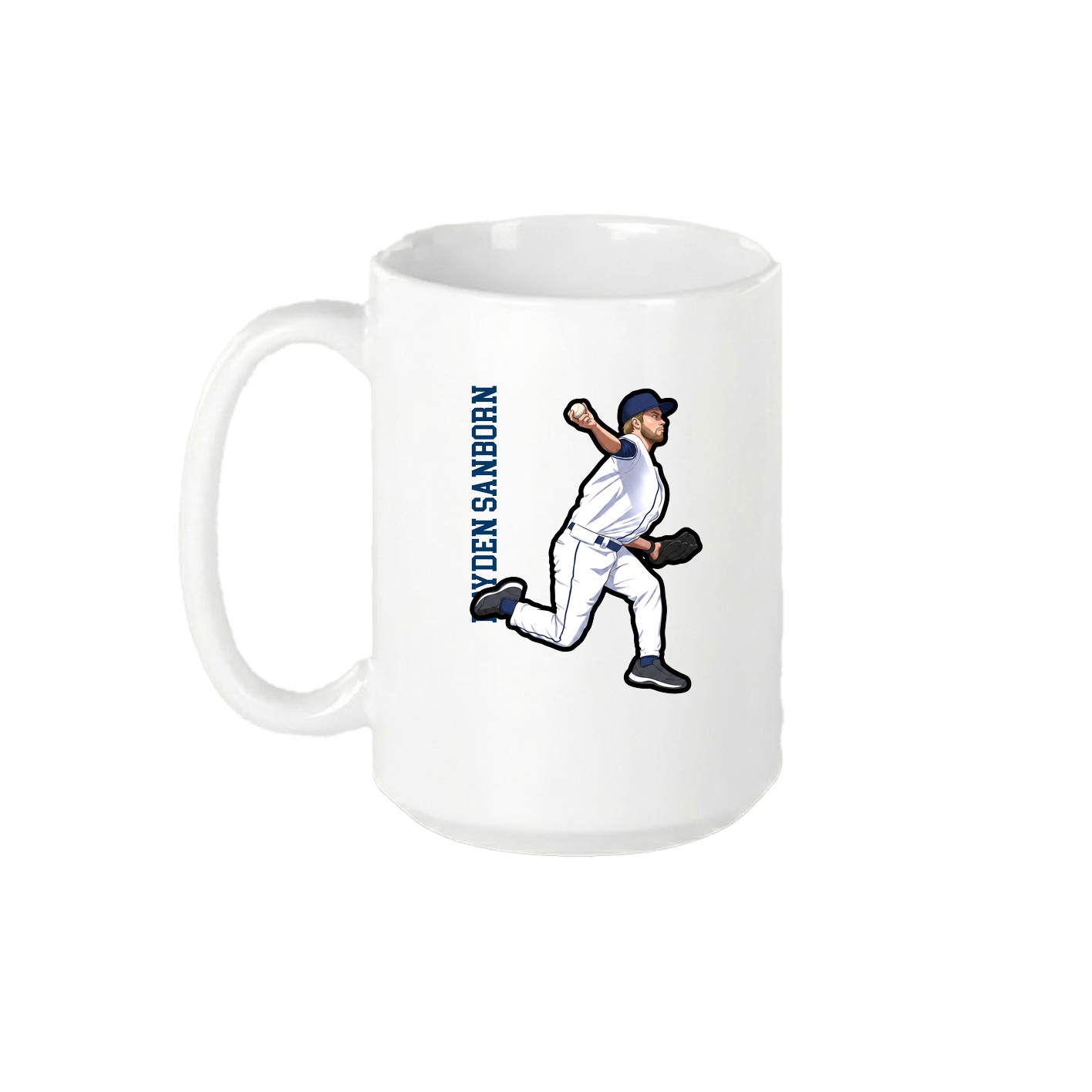 15oz Coffee Mug — Name Vertical in White