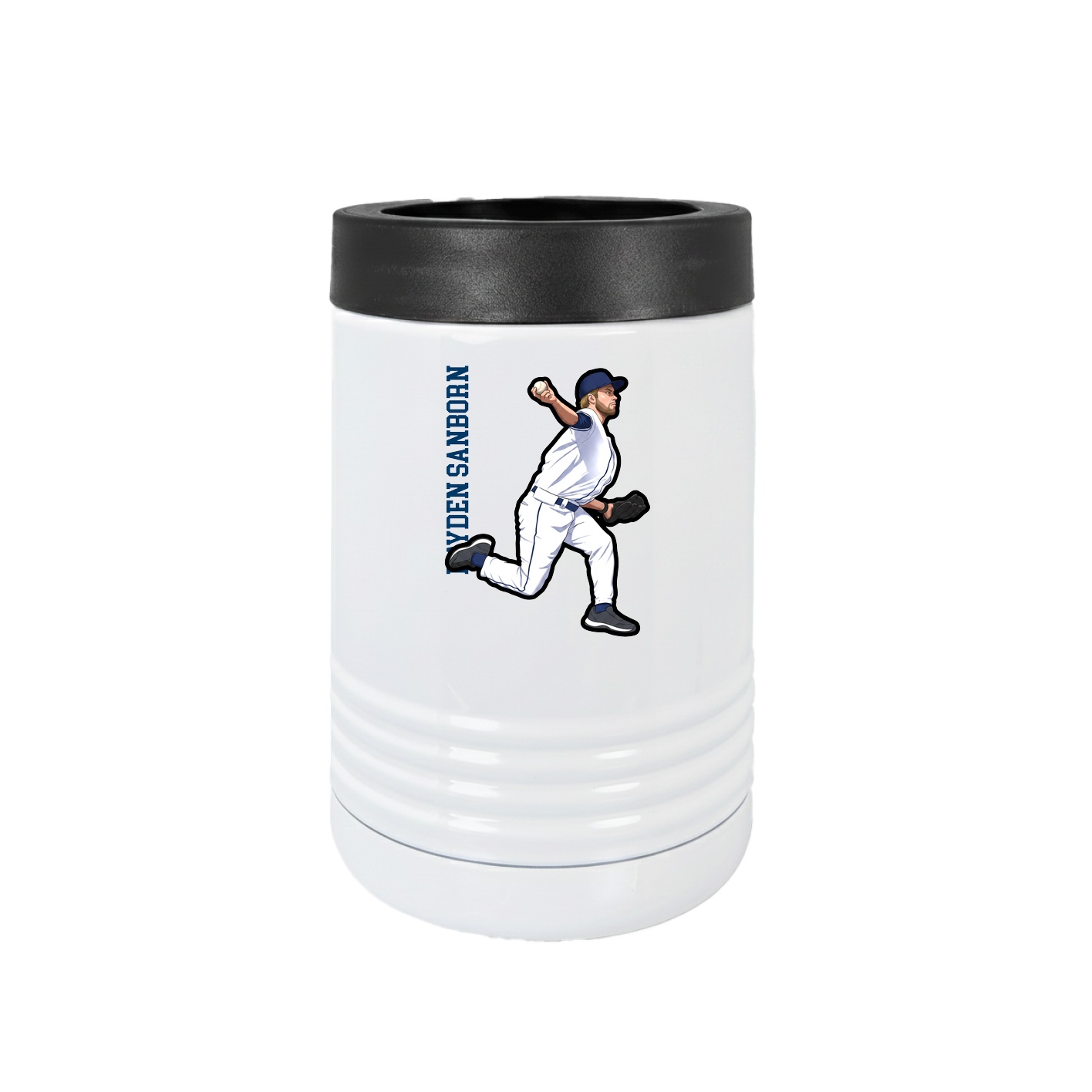 Beverage Holder — Name Vertical in White