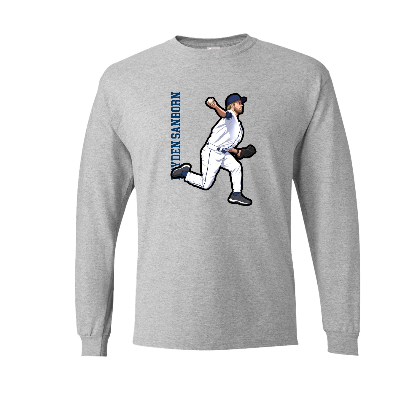 Long Sleeve Tee — Name Vertical in Grey