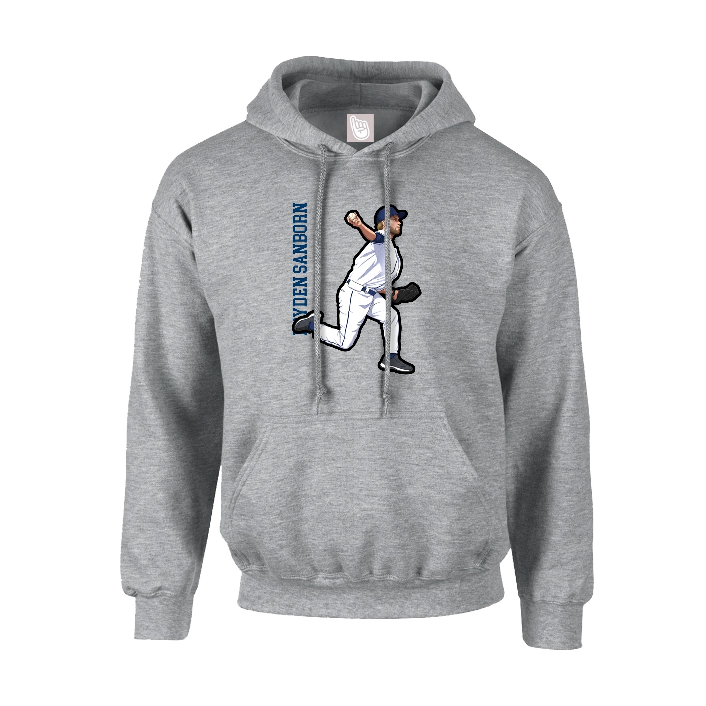 Hoodie — Name Vertical in Grey