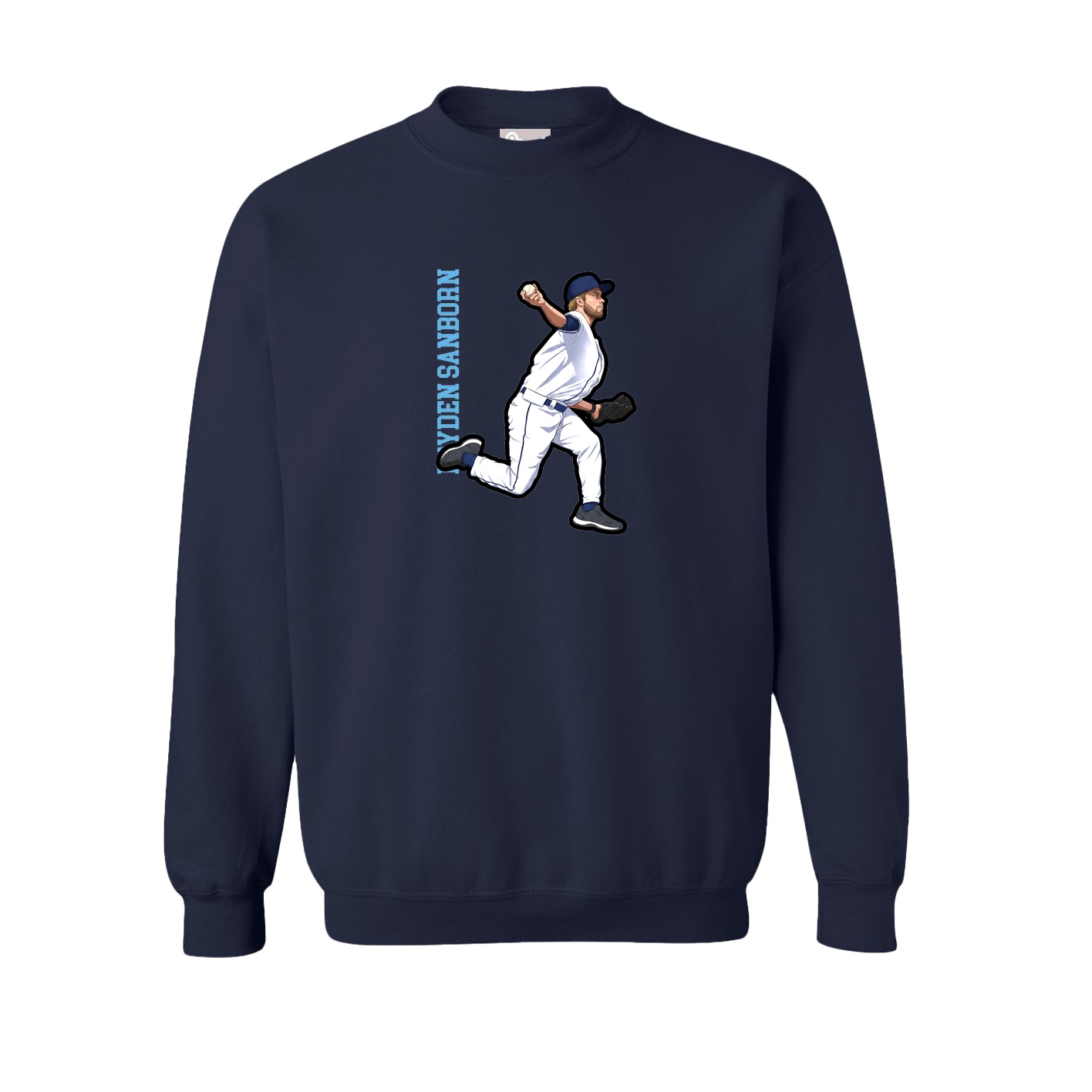 Fleece Crew — Name Vertical in Navy