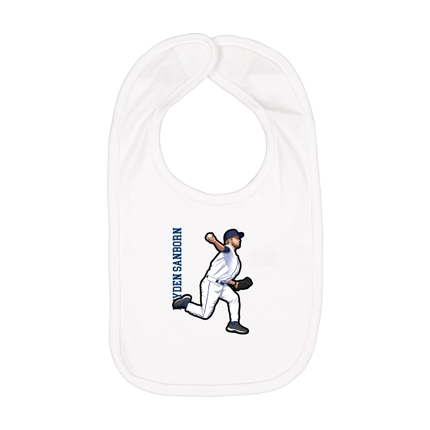 Infant Bib — Name Vertical in White