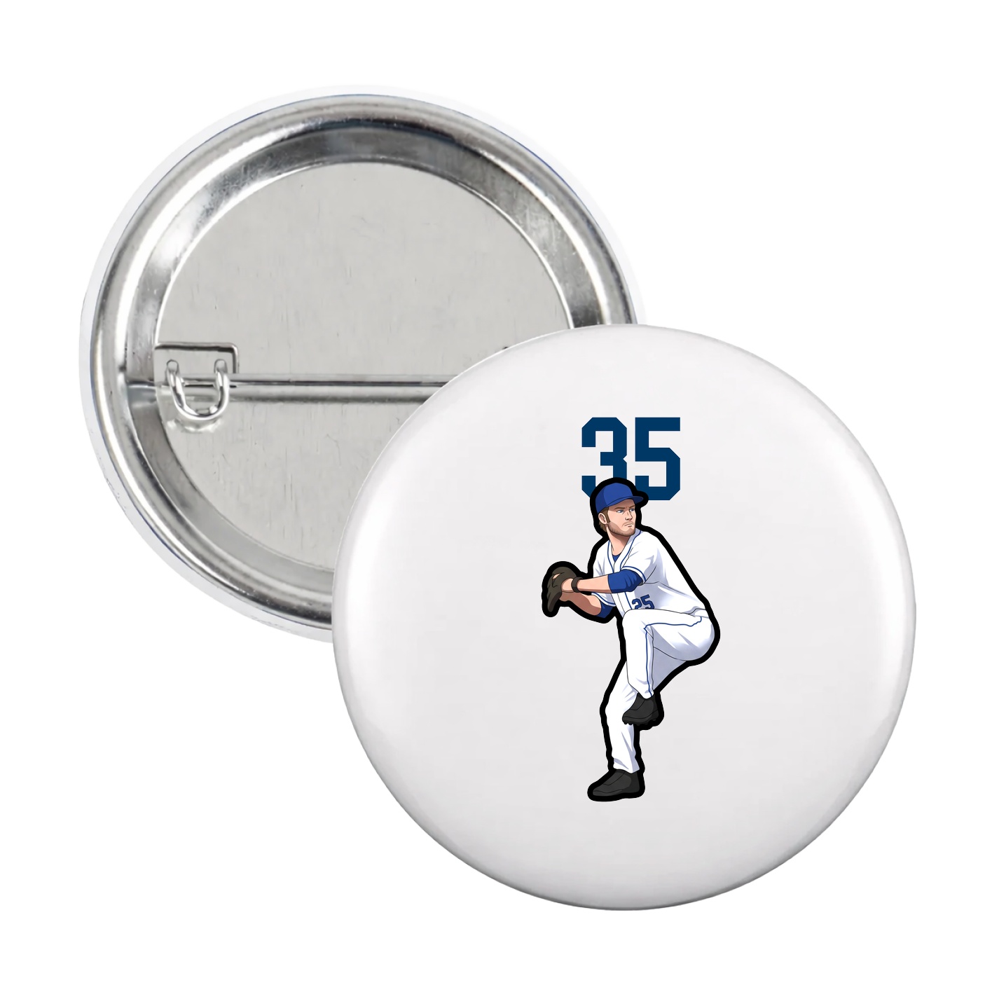 Game Day Button — Number Top in White