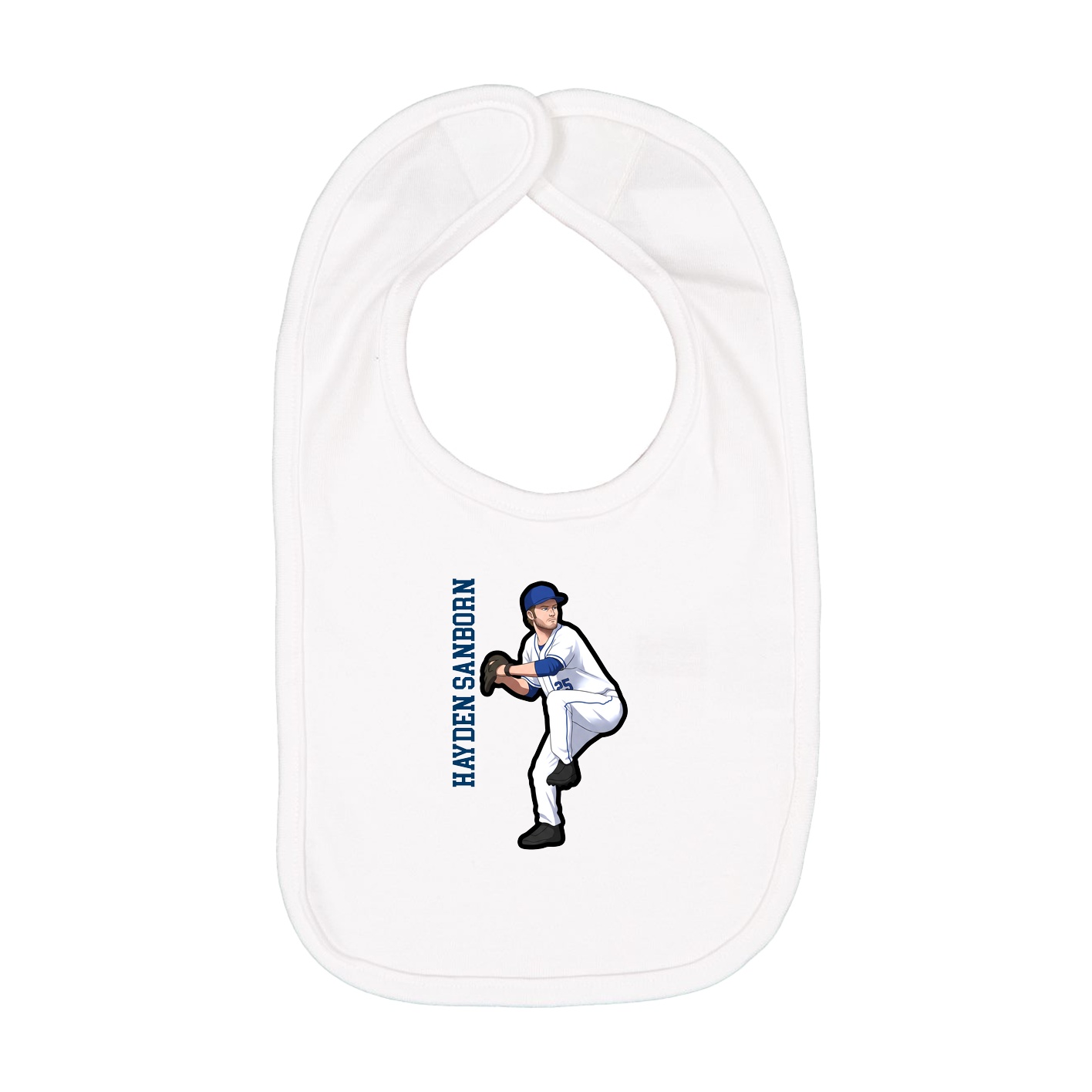 Infant Bib — Name Vertical in White