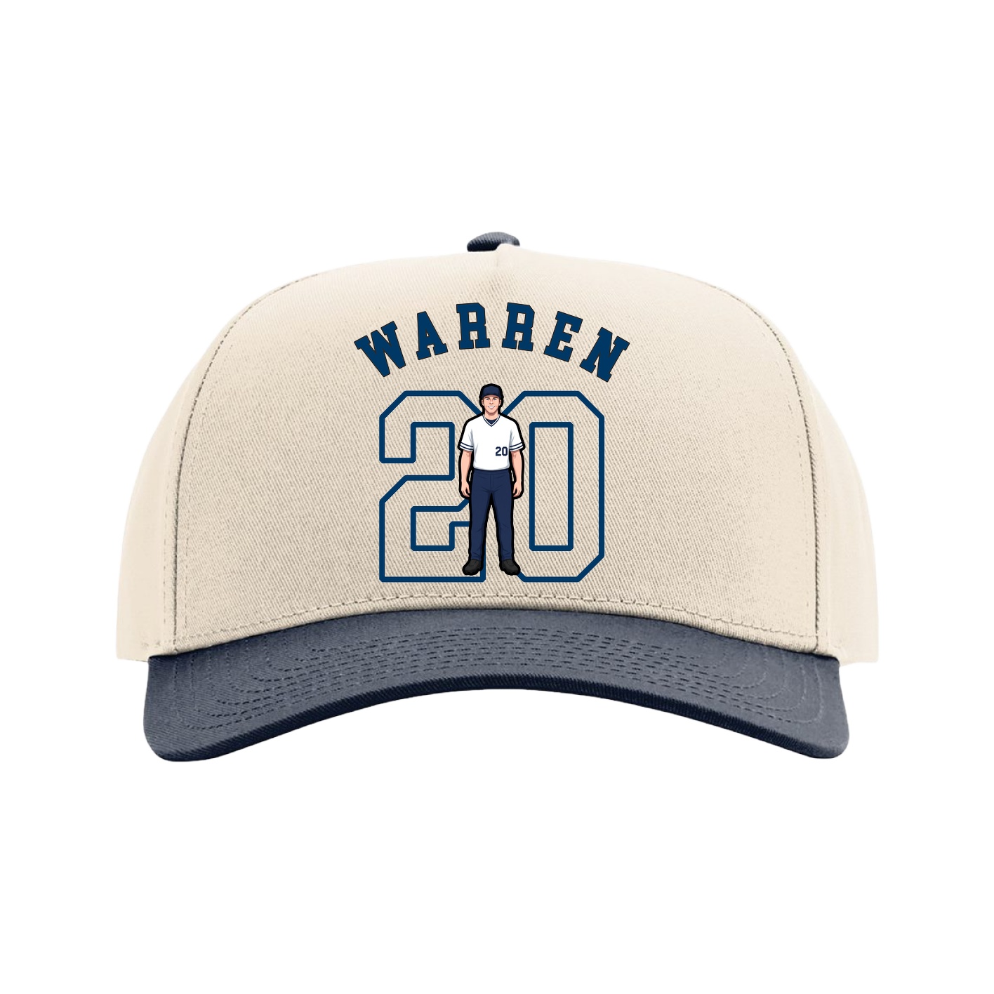 Full Fabric Five-Panel Champ Cap — Shirsey Arch in Cream/Navy
