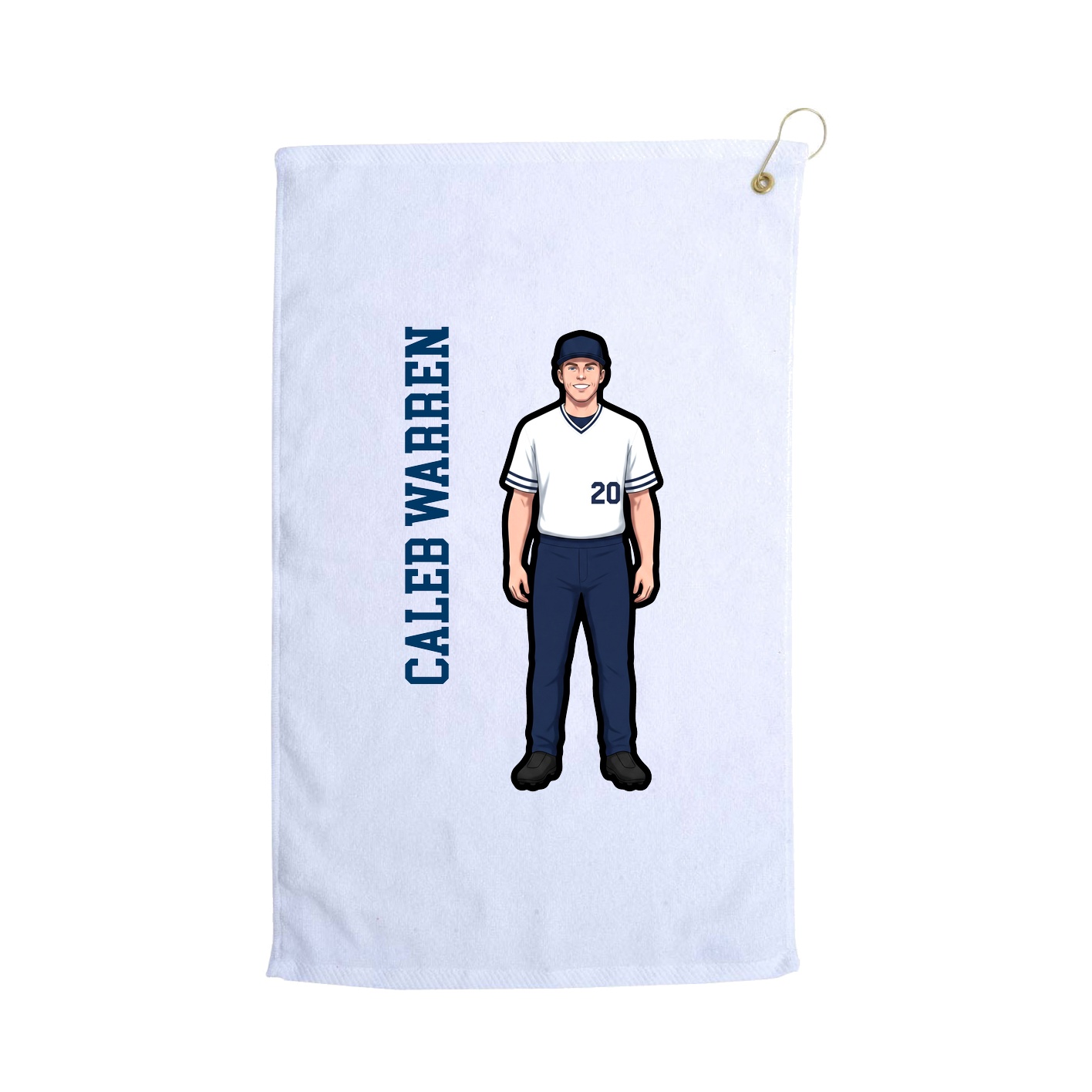 Golf Towel — Name Vertical in White
