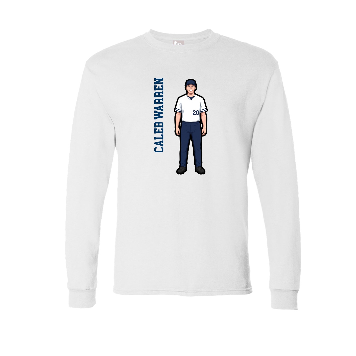 Long Sleeve Tee — Name Vertical in White