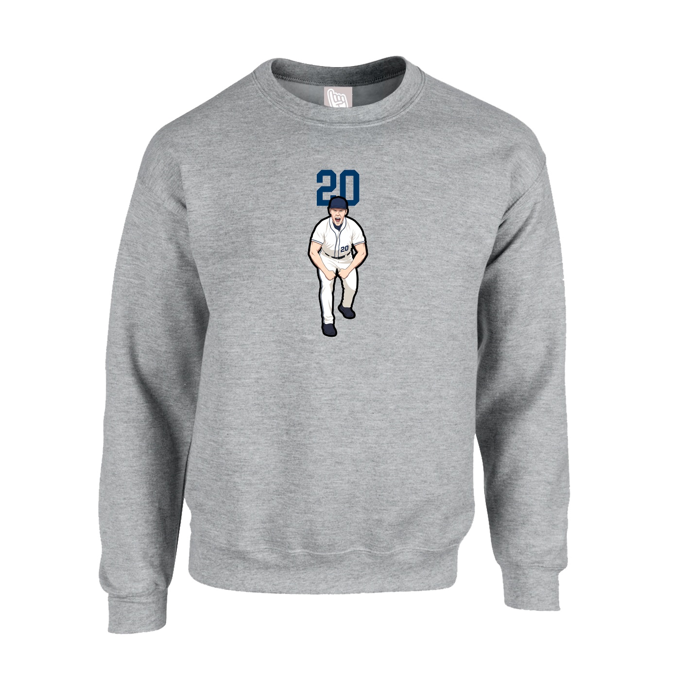 Fleece Crew — Number Top in Grey