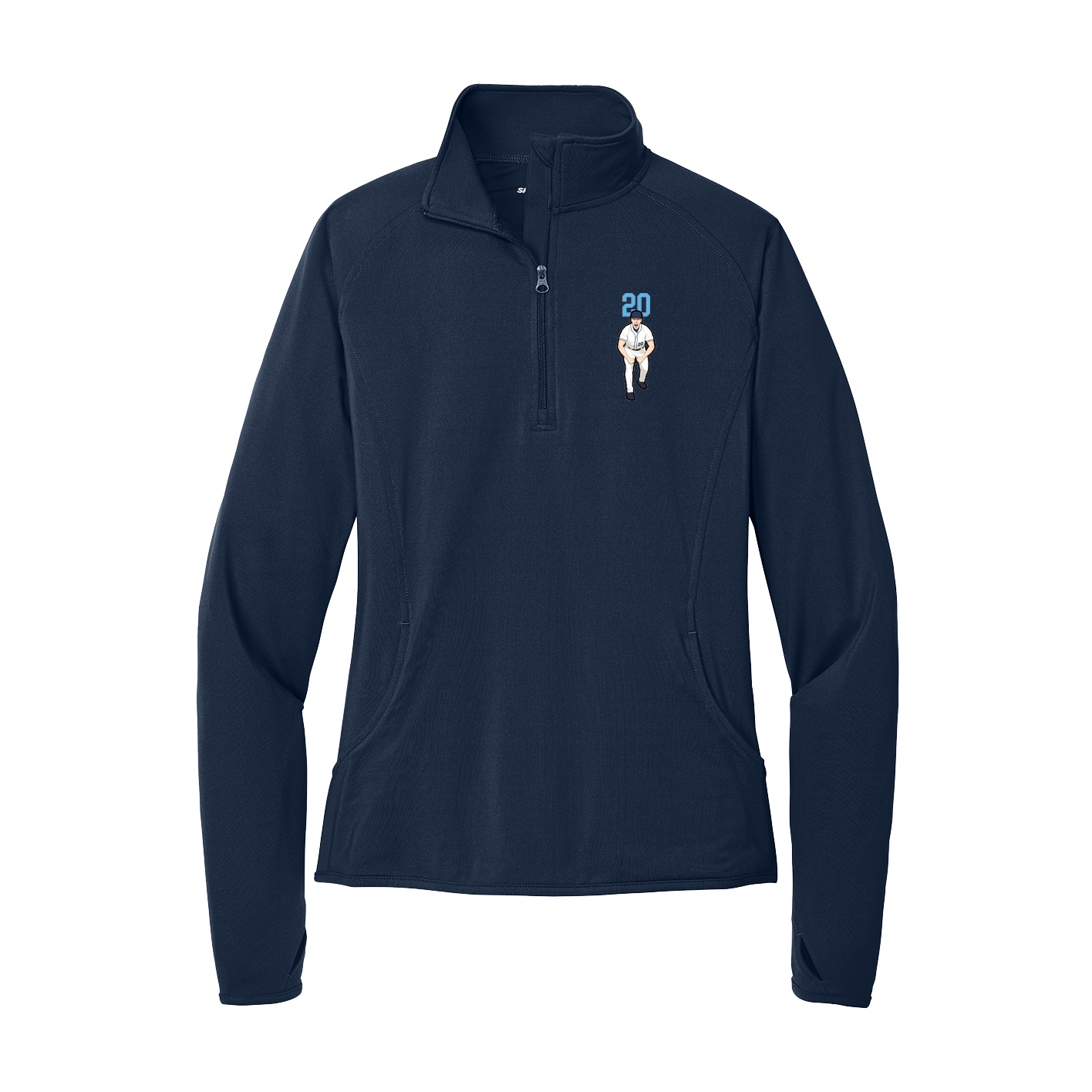 Women's Q-Zip Pullover — Number Top in Navy