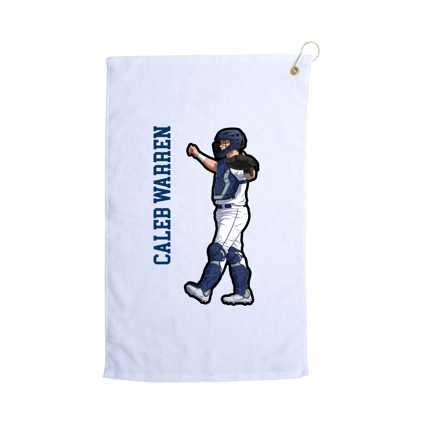 Golf Towel — Name Vertical in White