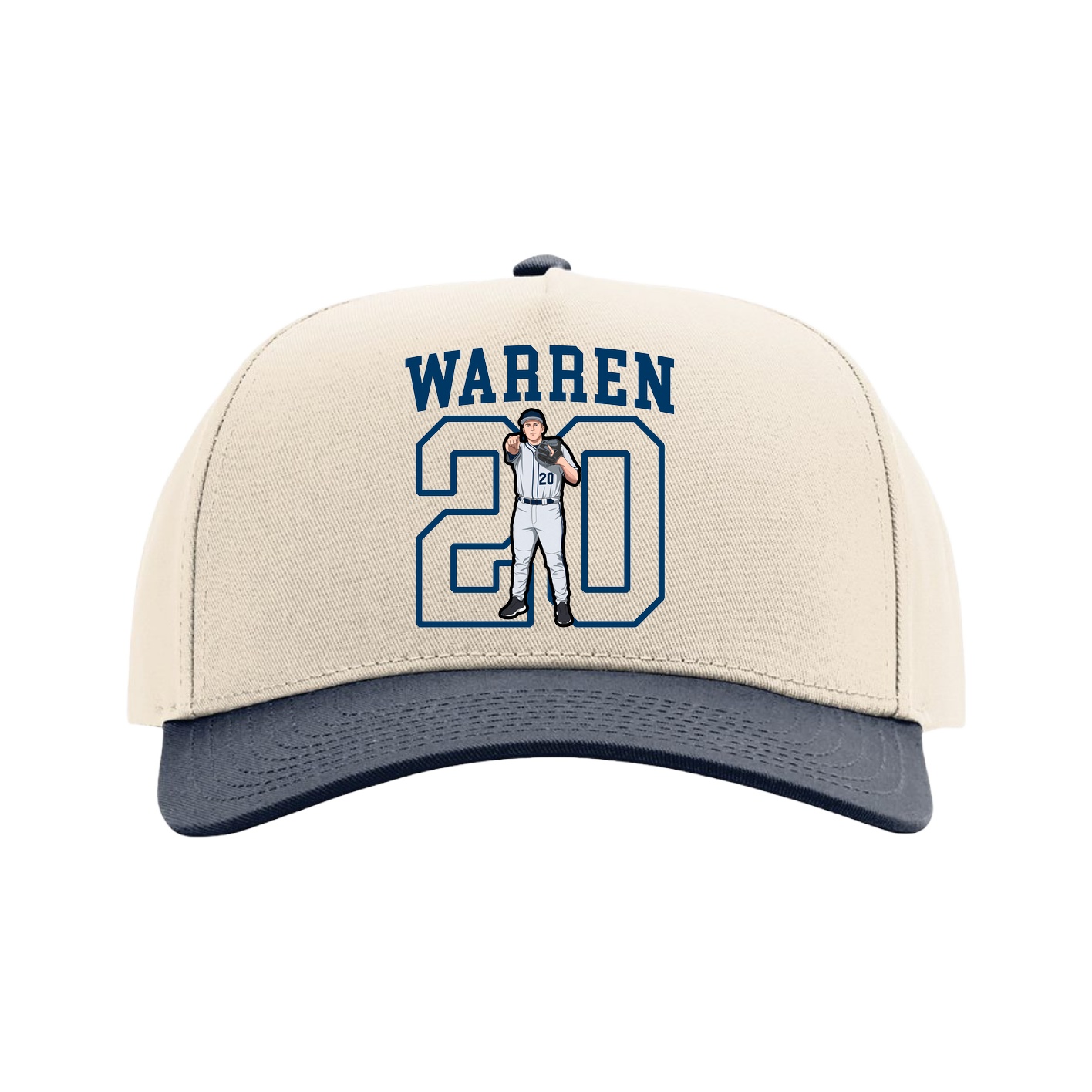 Full Fabric Five-Panel Champ Cap — Shirsey in Cream/Navy