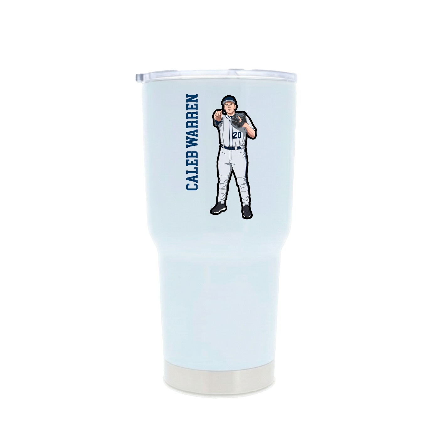 30oz Stainless Steel Tumbler — Name Vertical in White