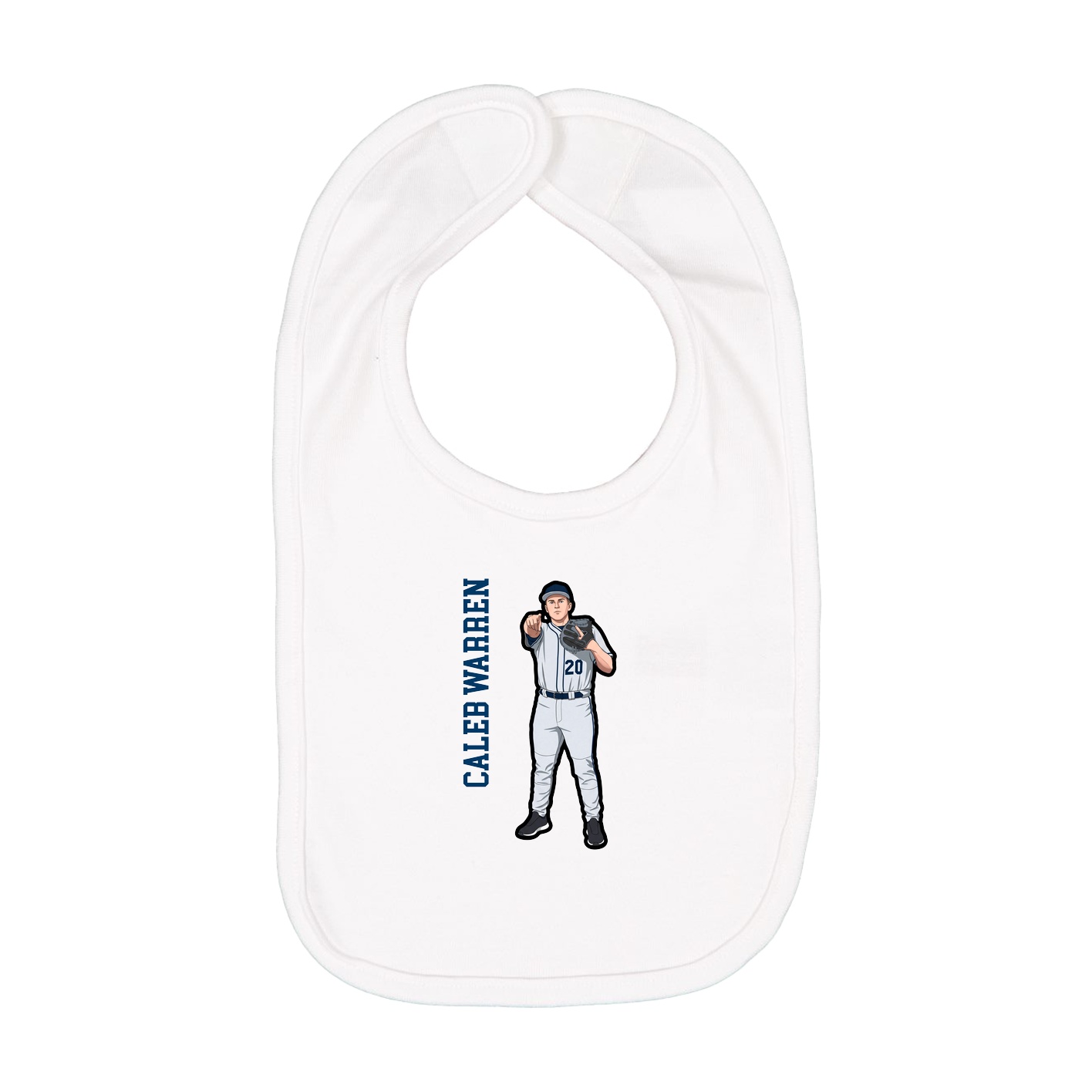 Infant Bib — Name Vertical in White