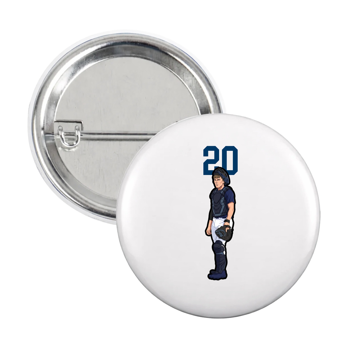 Game Day Button — Number Top in White