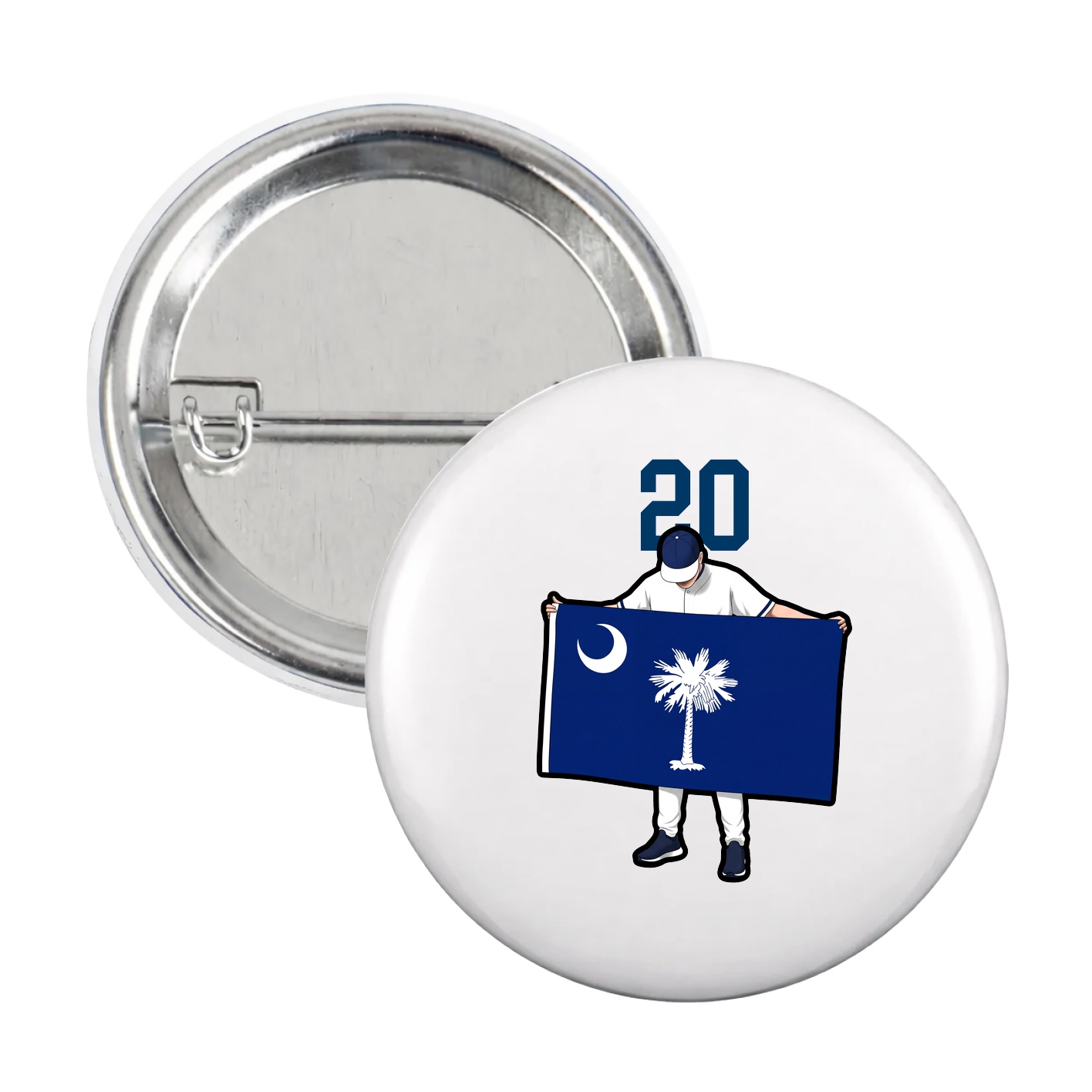 Game Day Button — Number Top in White