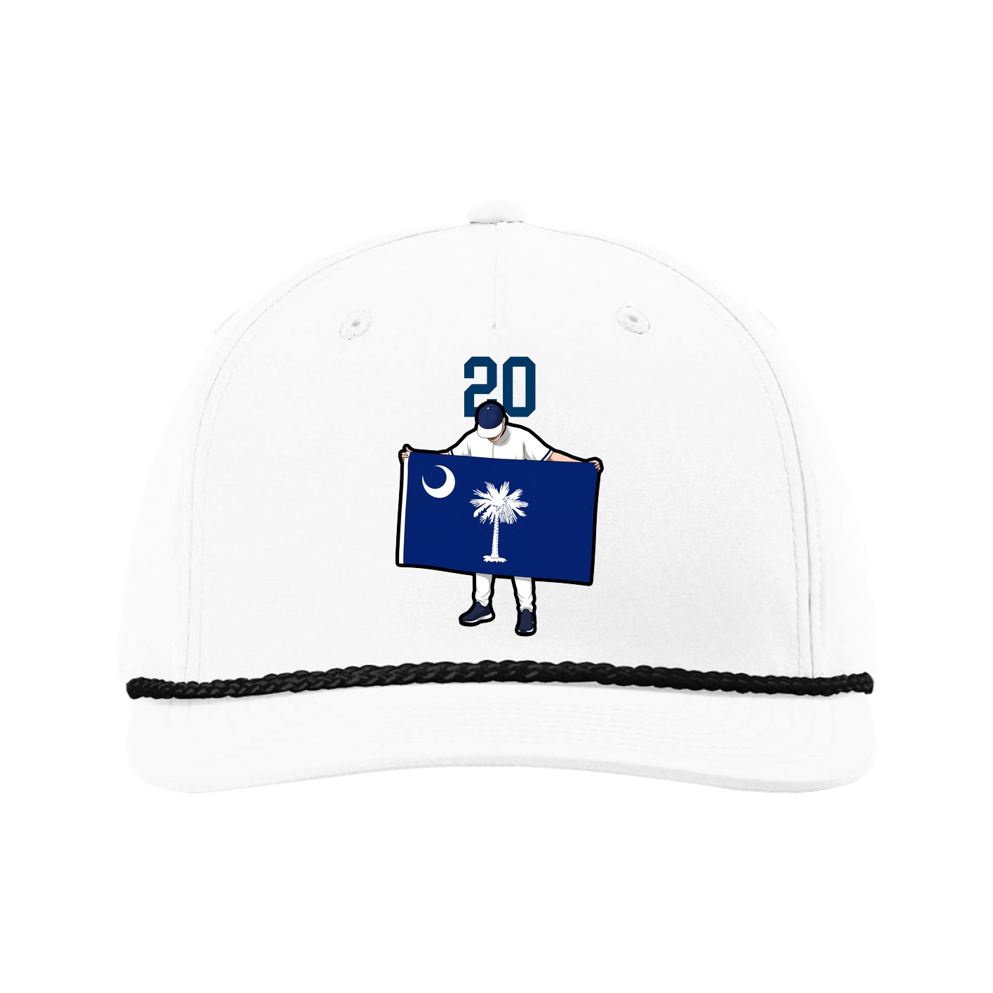Five-Panel Classic Rope Cap — Number Top in White