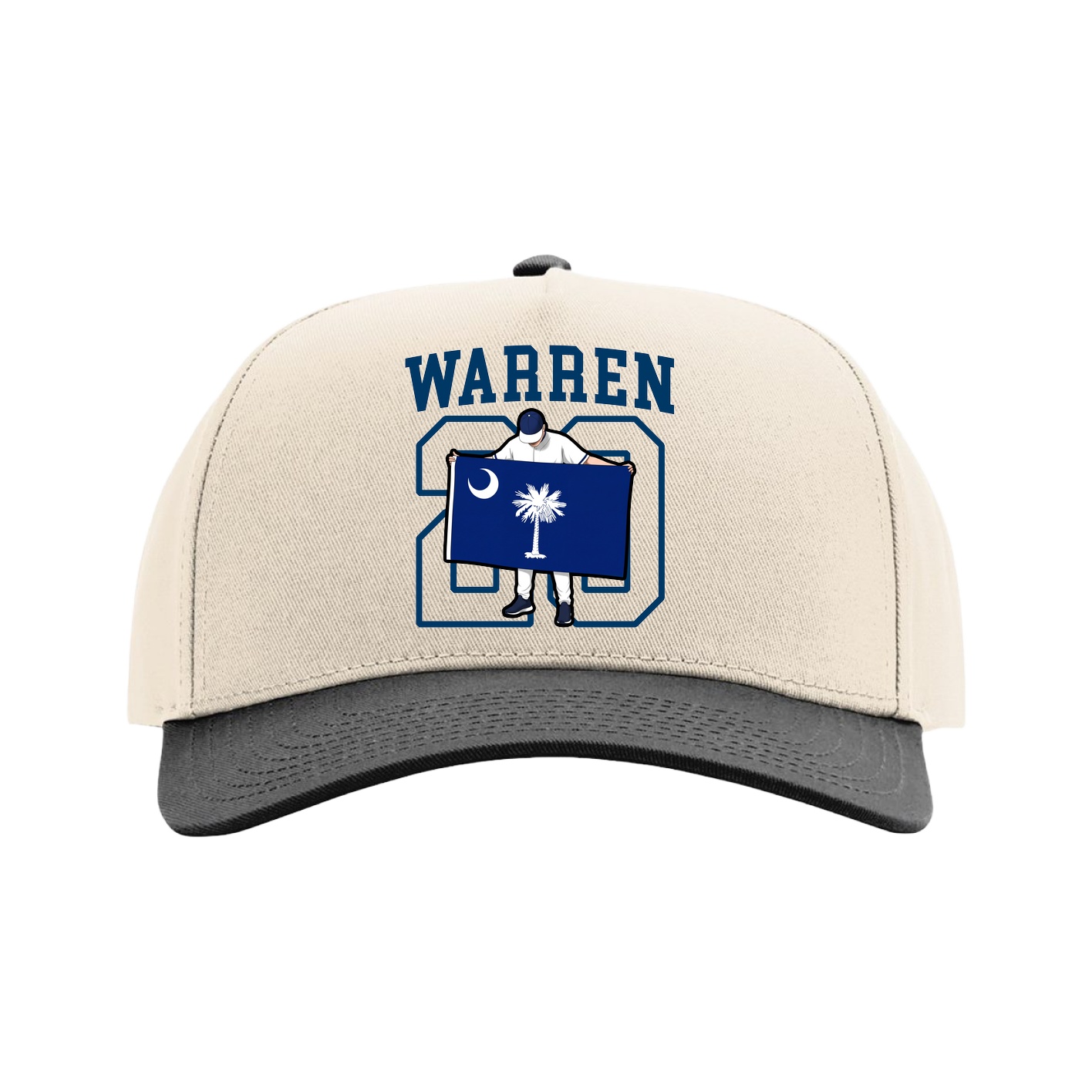 Full Fabric Five-Panel Champ Cap — Shirsey in Cream/Black
