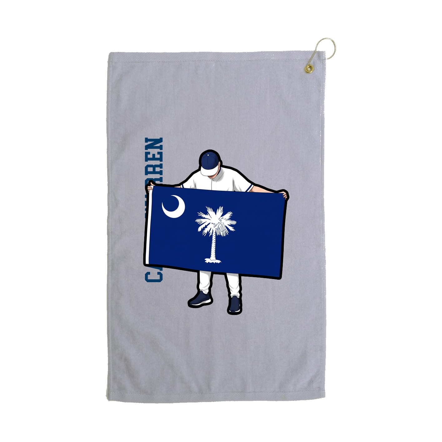 Golf Towel — Name Vertical in Grey