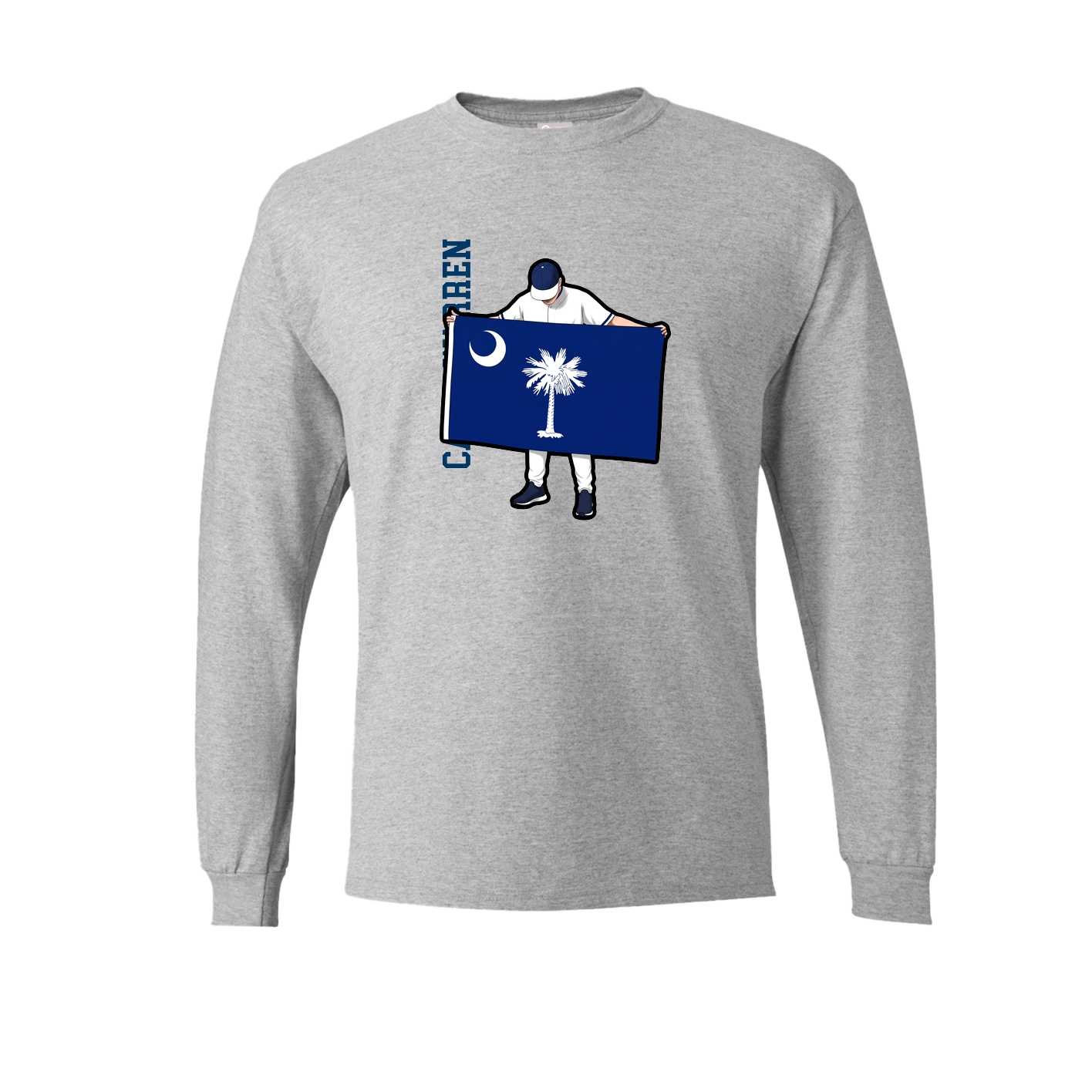 Long Sleeve Tee — Name Vertical in Grey