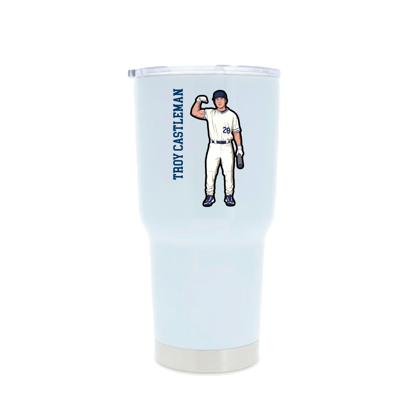 30oz Stainless Steel Tumbler — Name Vertical in White