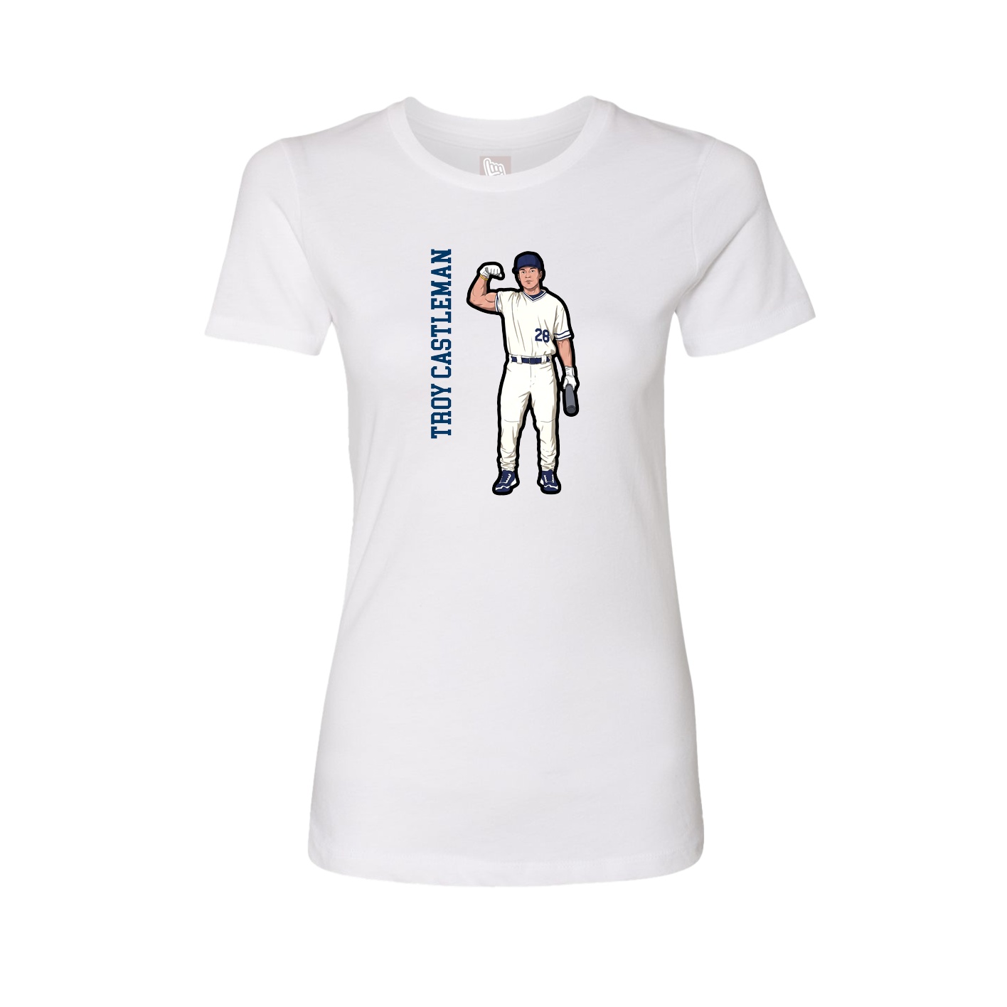 Fitted Women's Tee — Name Vertical in White