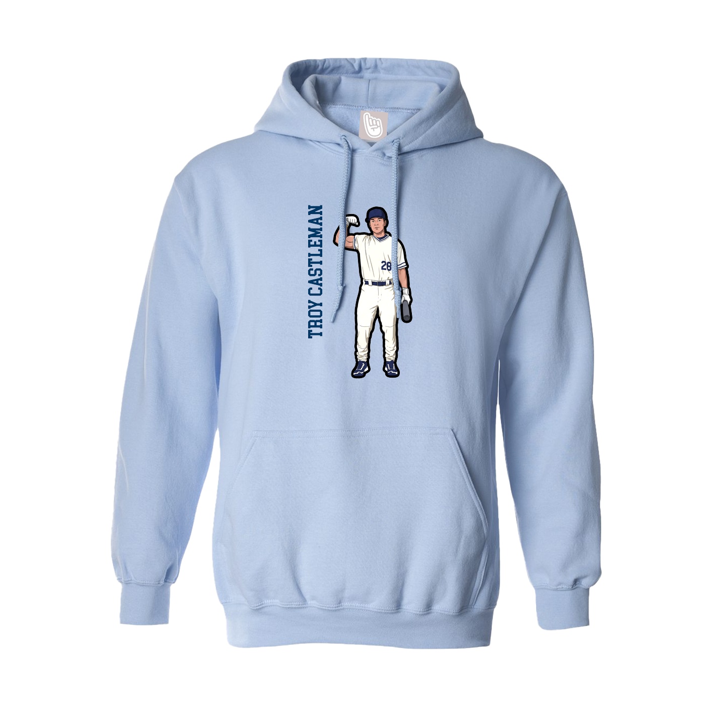 Hoodie — Name Vertical in Light Blue