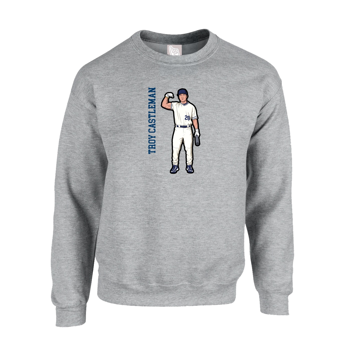 Fleece Crew — Name Vertical in Grey
