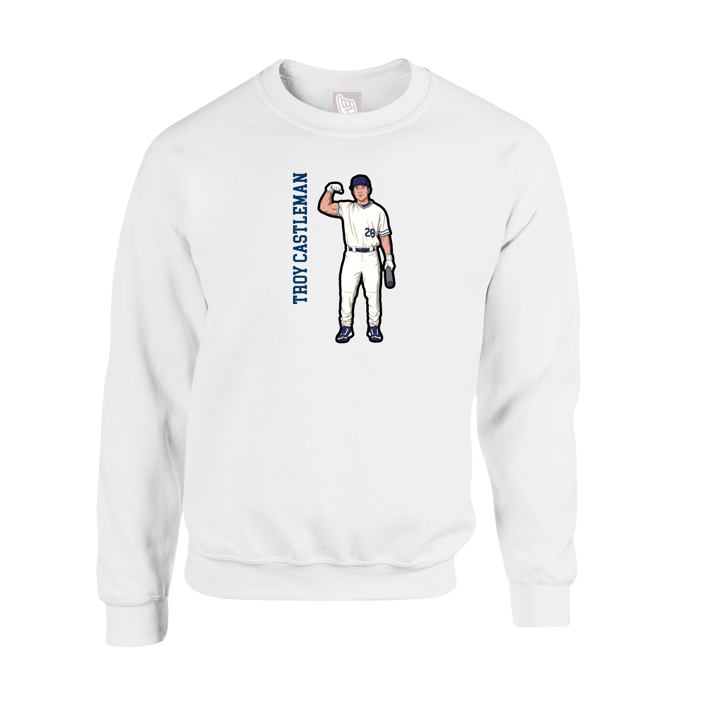 Fleece Crew — Name Vertical in White